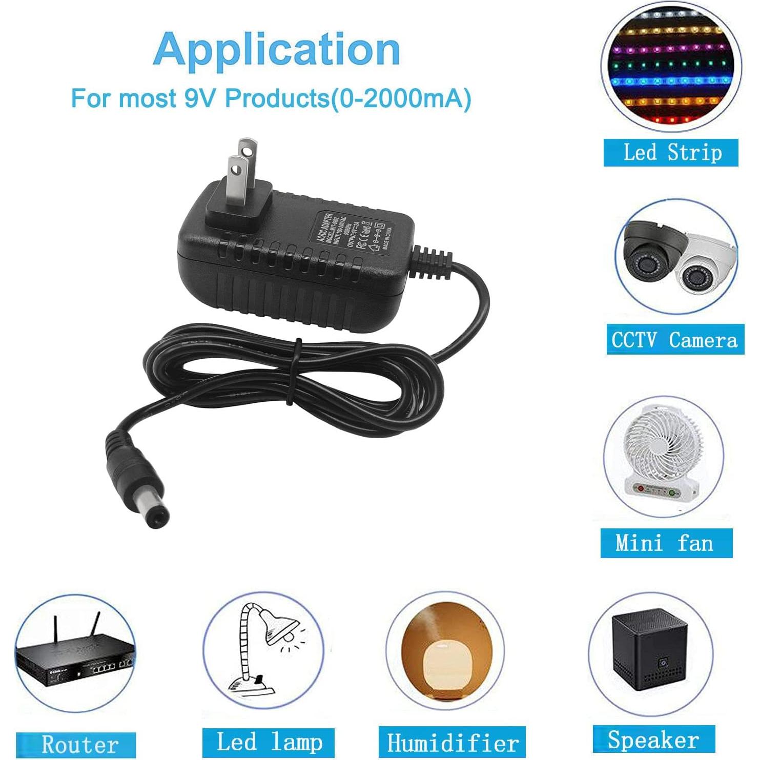 Adaptador AC/DC 9V 2A MTYTOT, conector 5.5mm x 2.5mm