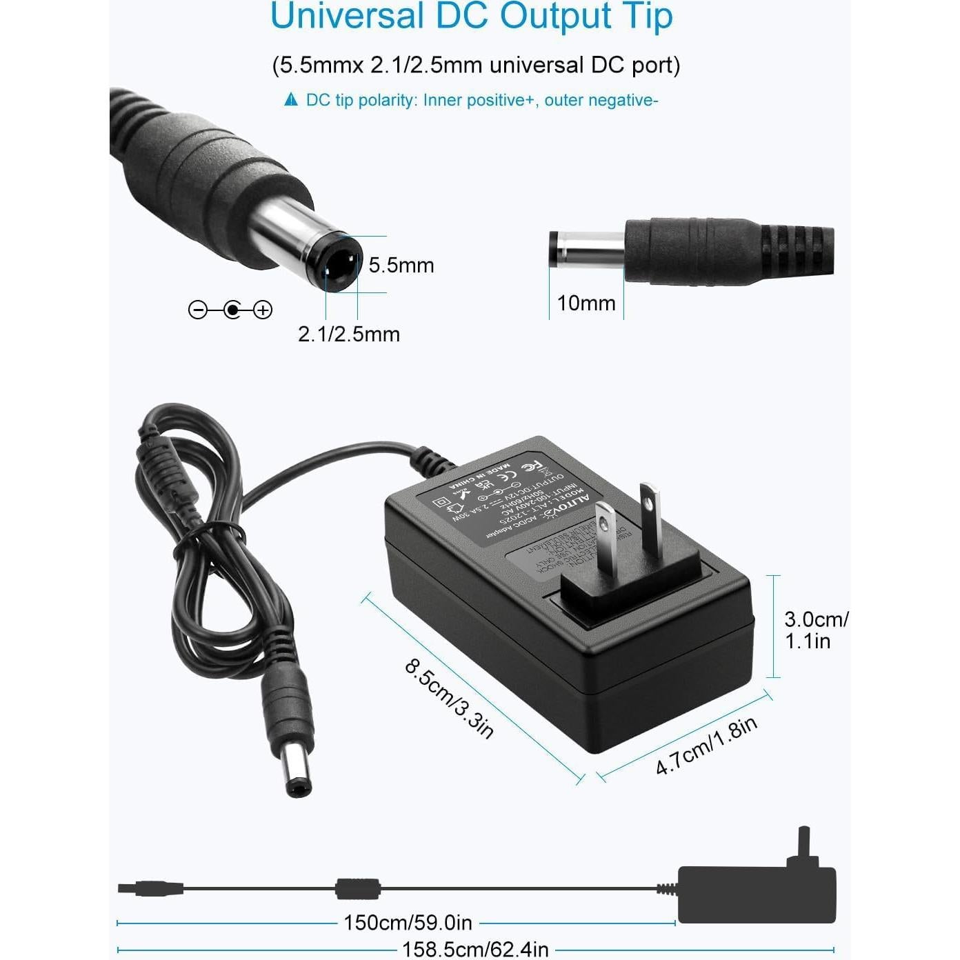 Fuente de Poder ALITOVE 12V 2.5A 30W Adaptador AC a DC