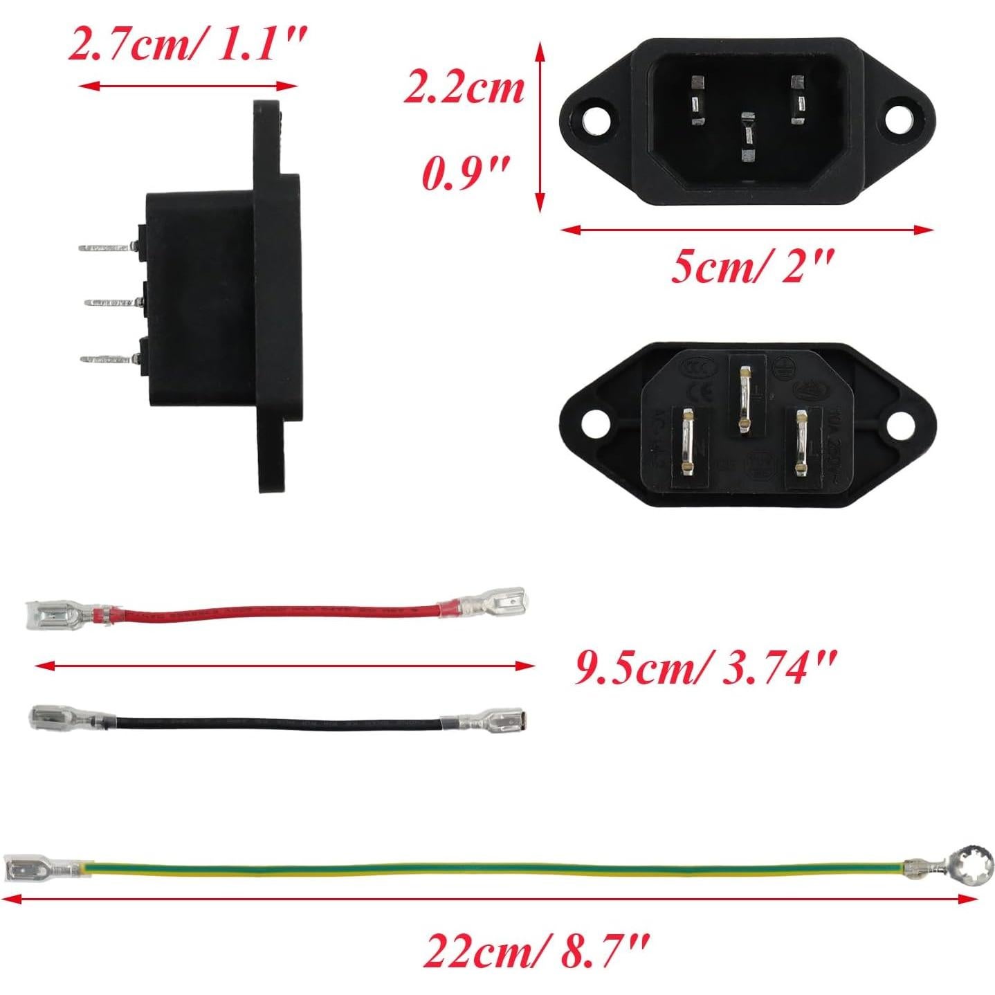 Enchufe Adaptador IEC 320 C14 Antrader 2pcs 250V 10A