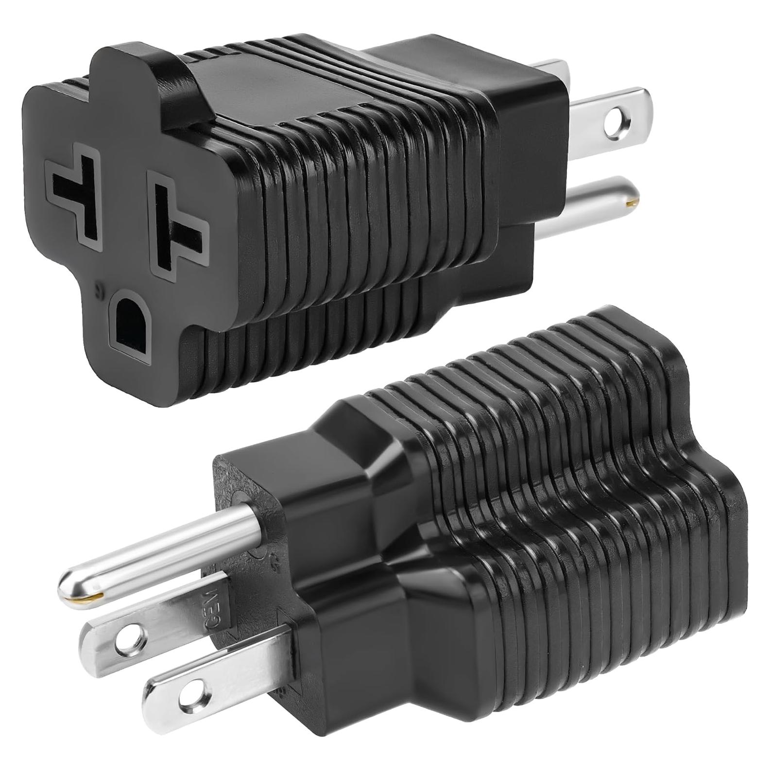 Adaptador CA 4-en-1 Zhenjia 15A a 20A Negro 2 Pack