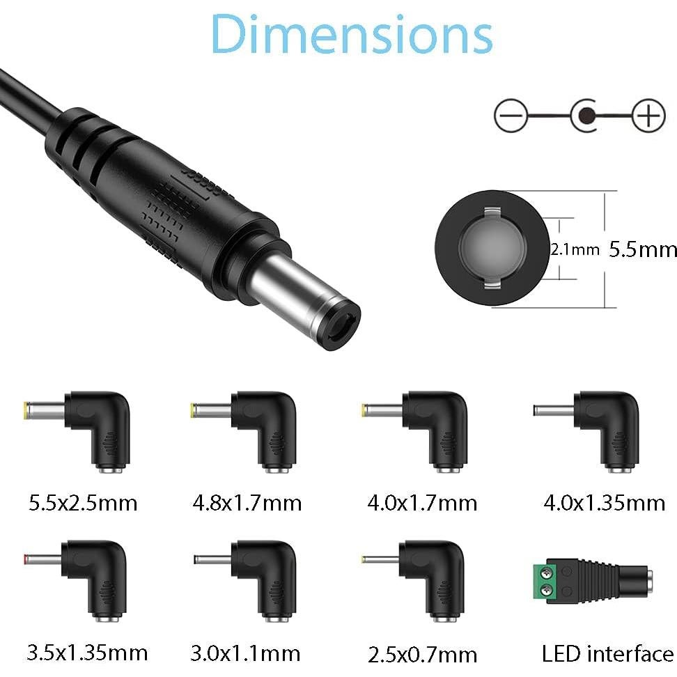 Cargador de coche 12V 2A LIANSUM con 8 conectores y 1.5m