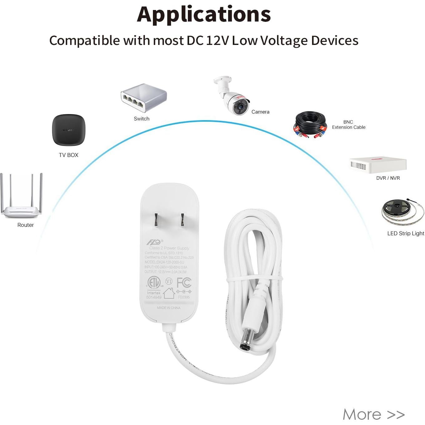 Adaptador de Alimentación Tonton 12V 2A 24W con Cable 1.8m