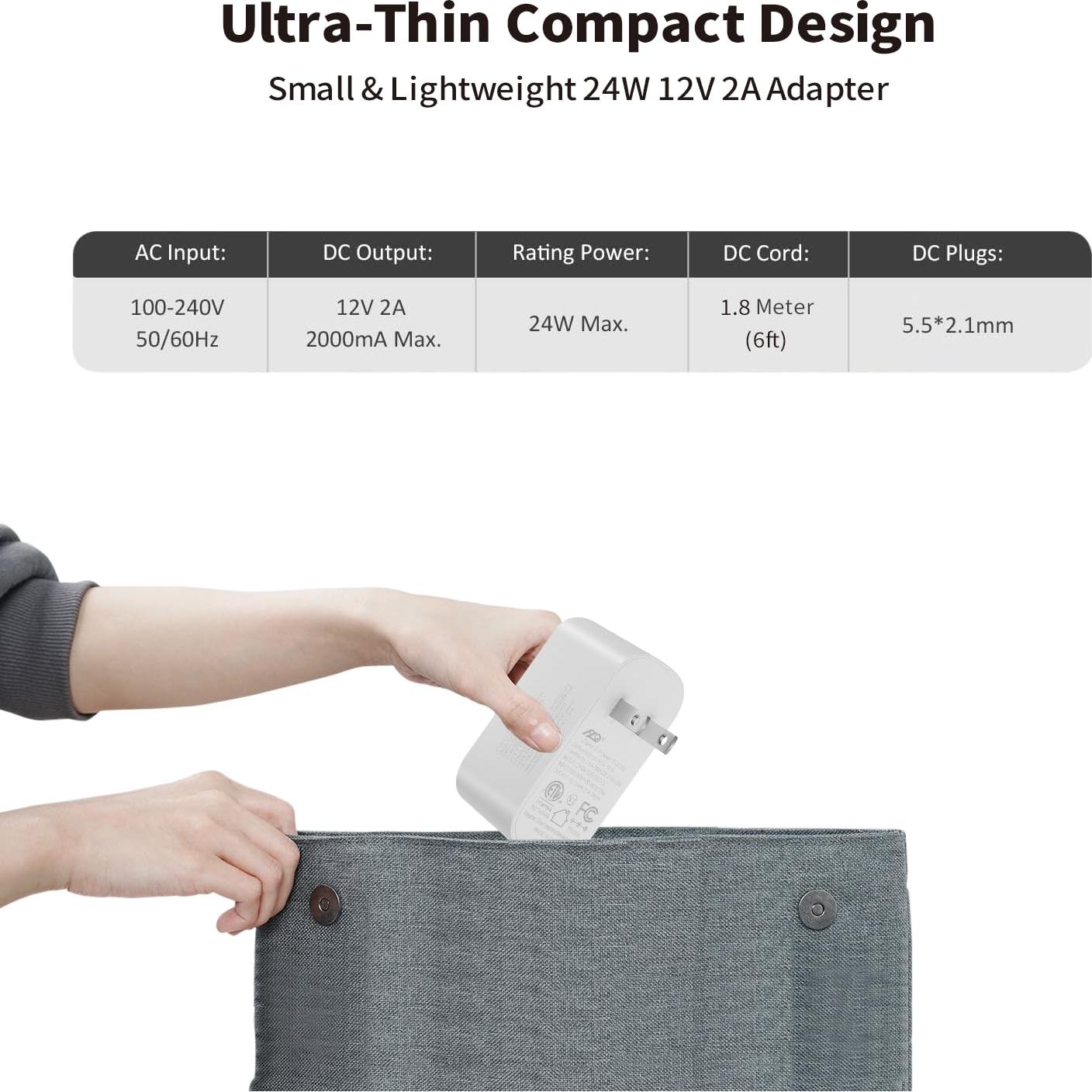 Adaptador de Alimentación Tonton 12V 2A 24W con Cable 1.8m