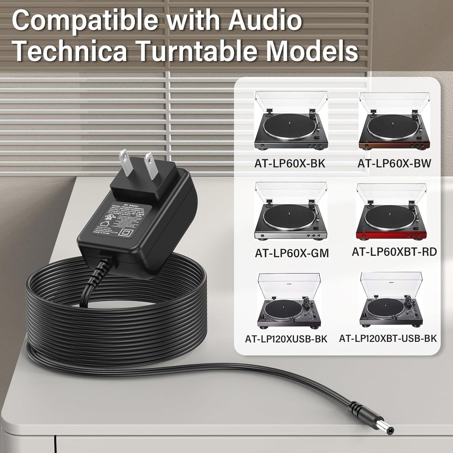 Cargador 12V HIENADTOR para tocadiscos Audio Technica AT-LP60X