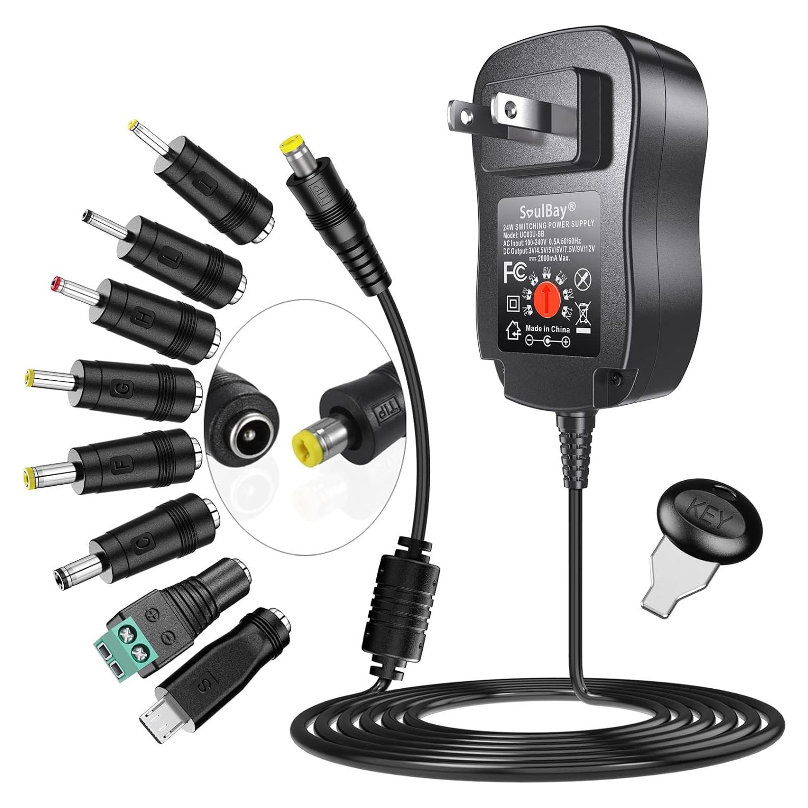 Adaptador Universal AC/DC SoulBay 24W 3V-12V 2A con 8 Enchufes