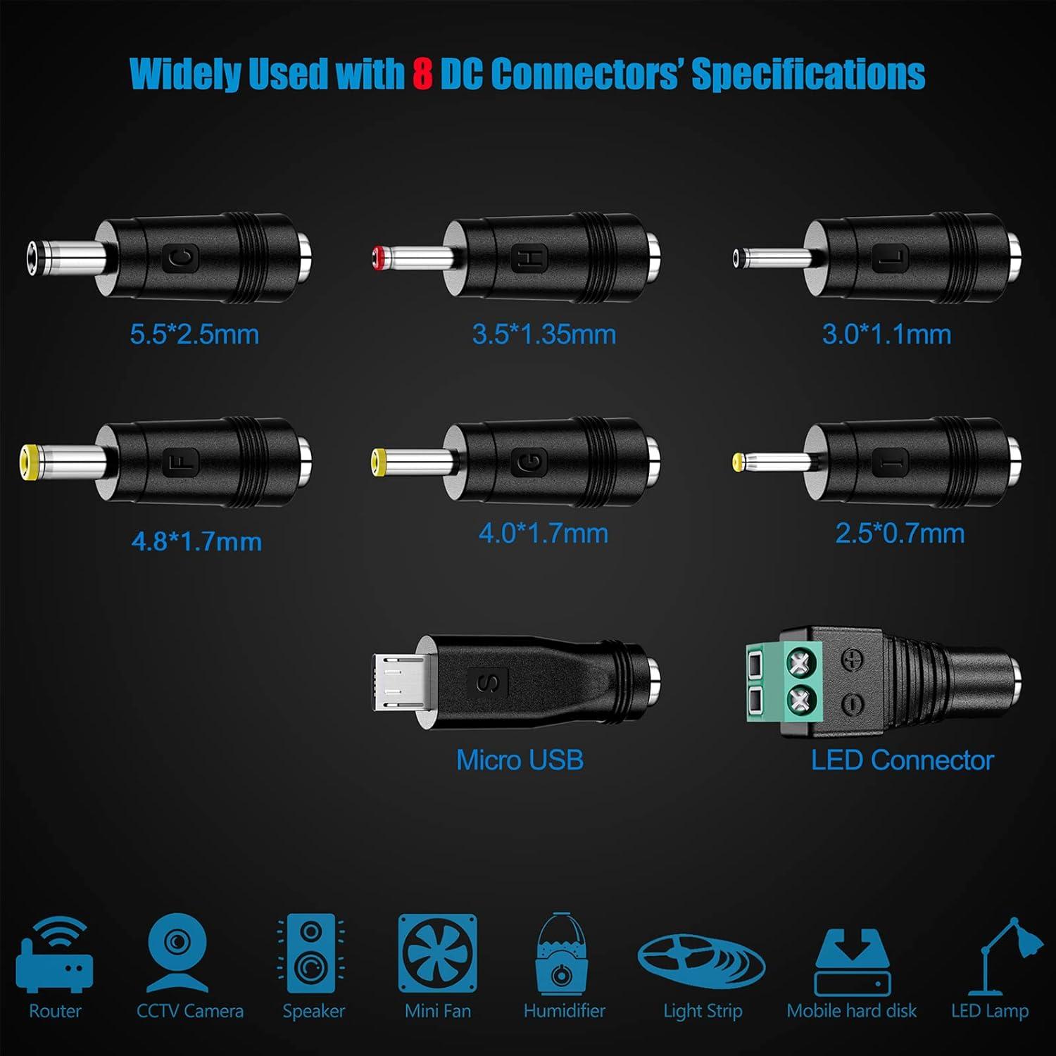Adaptador Universal AC/DC SoulBay 24W 3V-12V 2A con 8 Enchufes