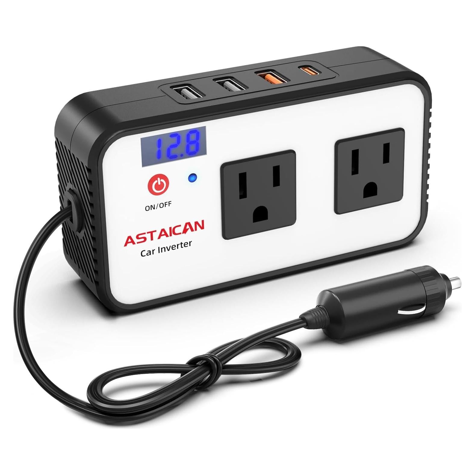 Inversor de Potencia Astaican 200W DC 12V a 110V AC USB-C