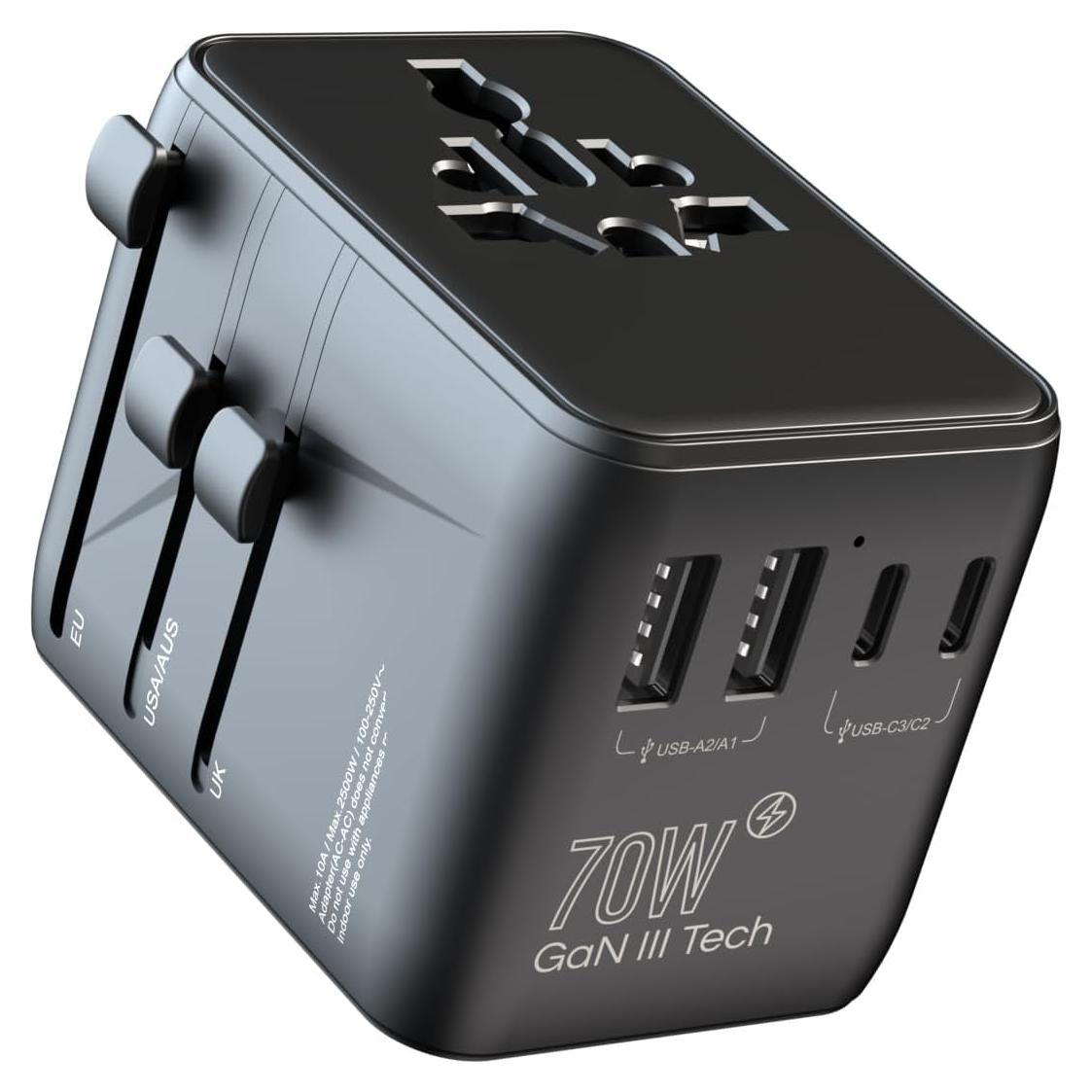 Adaptador de viaje universal HICHOR 70W para 200 países