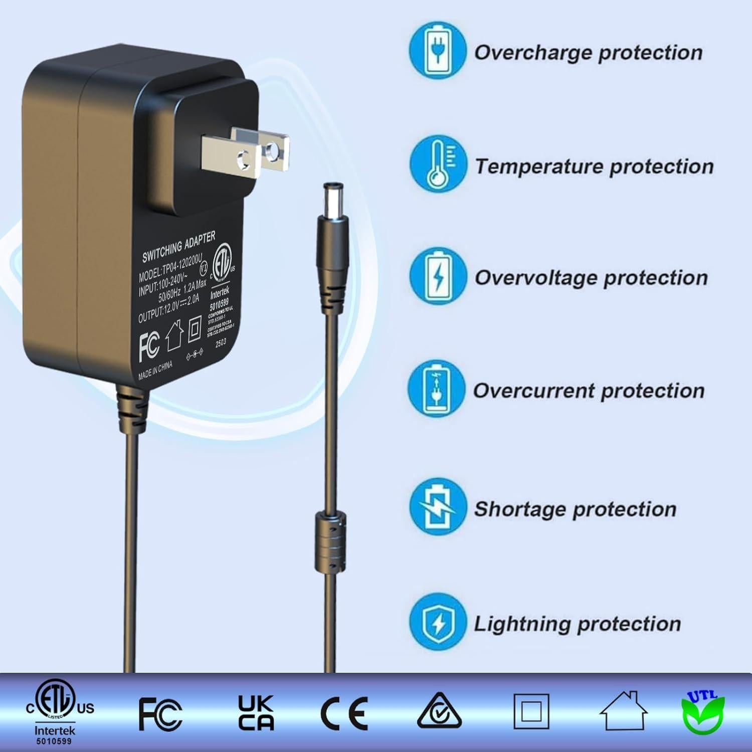 Adaptador de corriente AC 12V HY1C 2A para teclados y LED