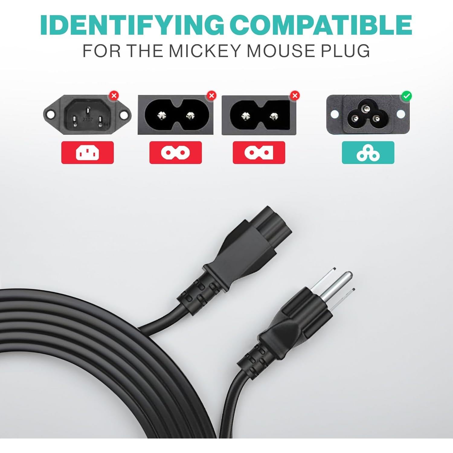 Cable de Alimentación AC 3 Clavijas 1.5m Lordtronics Universal