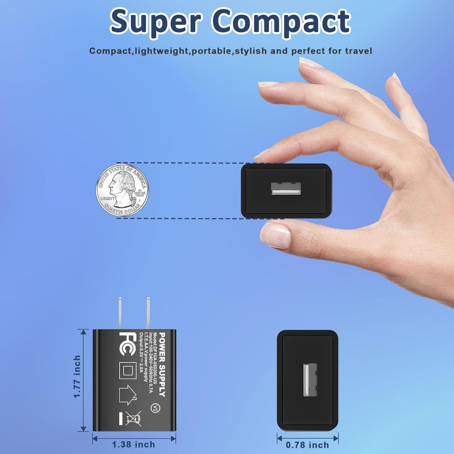 Cargador de pared USB Aukzily 5V 2A 2Pack - Carga Rápida