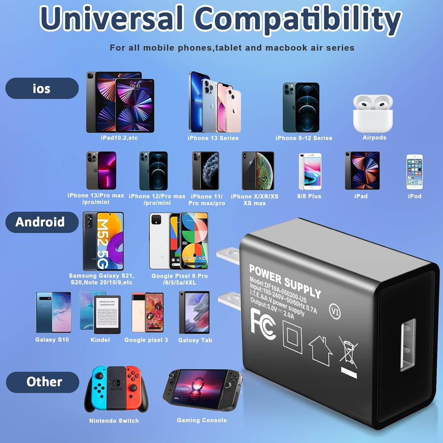 Cargador de pared USB Aukzily 5V 2A 2Pack - Carga Rápida