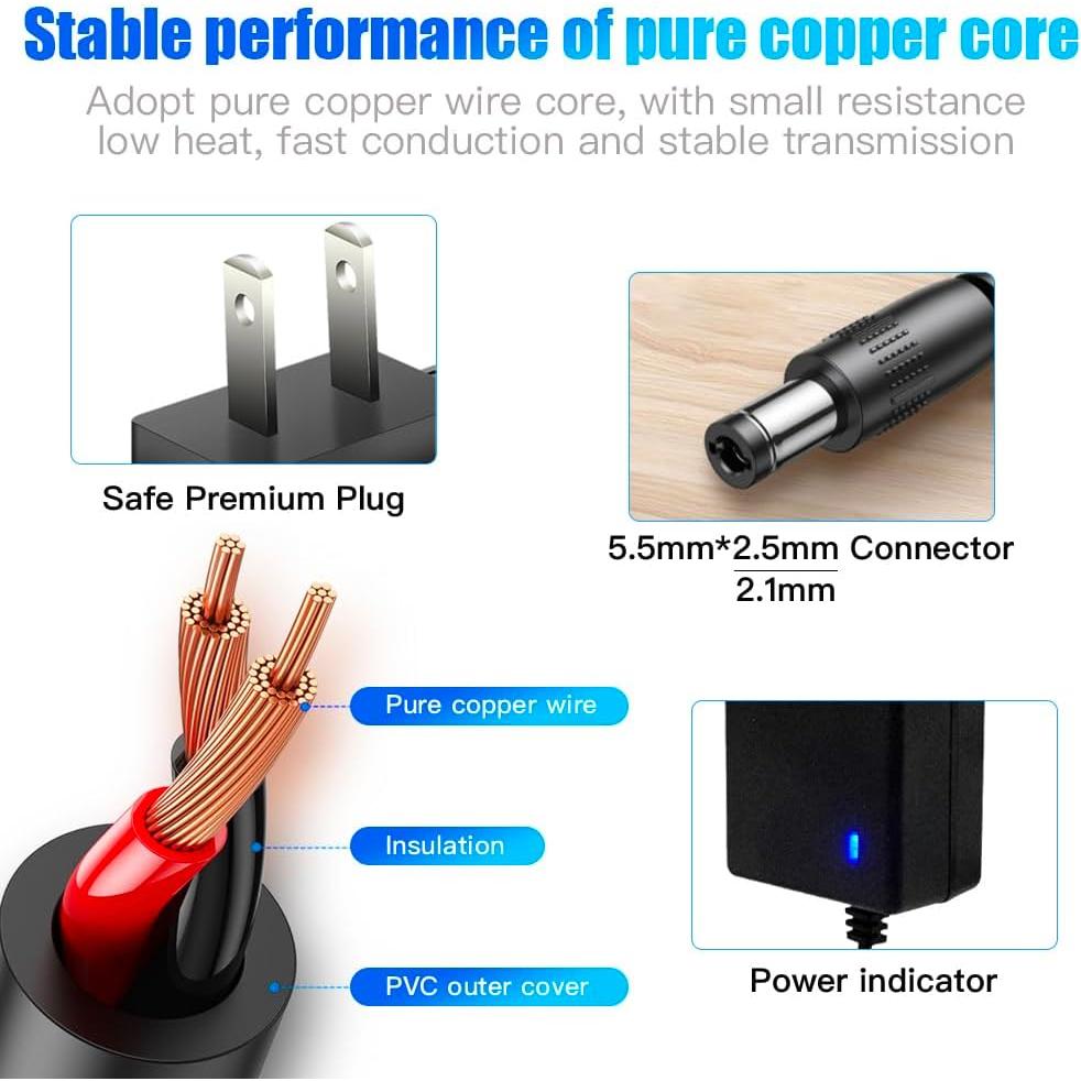 Adaptador de corriente 9V 2A MTDZKJG con cable de 3m