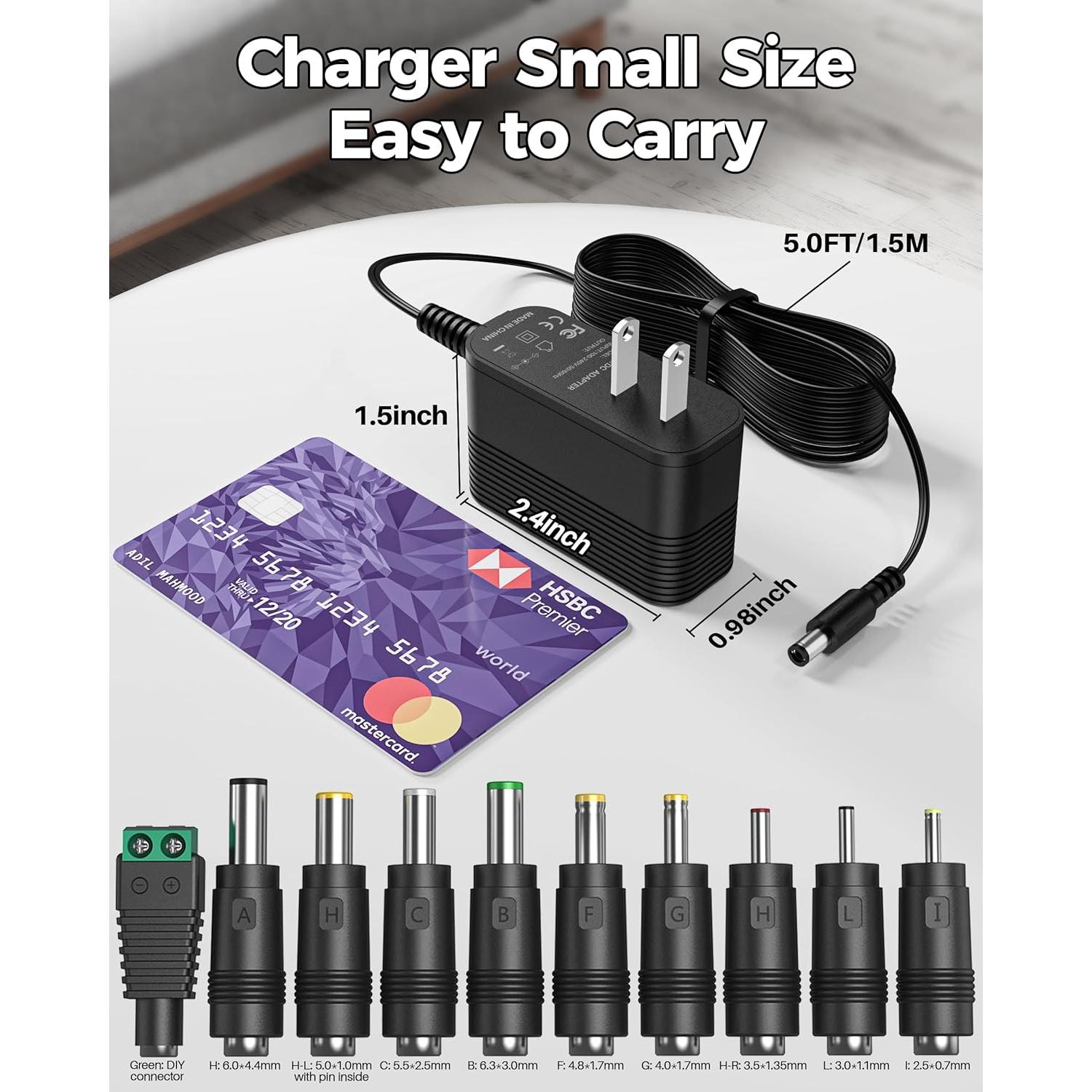 Adaptador de Corriente 12V XHUCHINMAL 1A con 10 Conectores