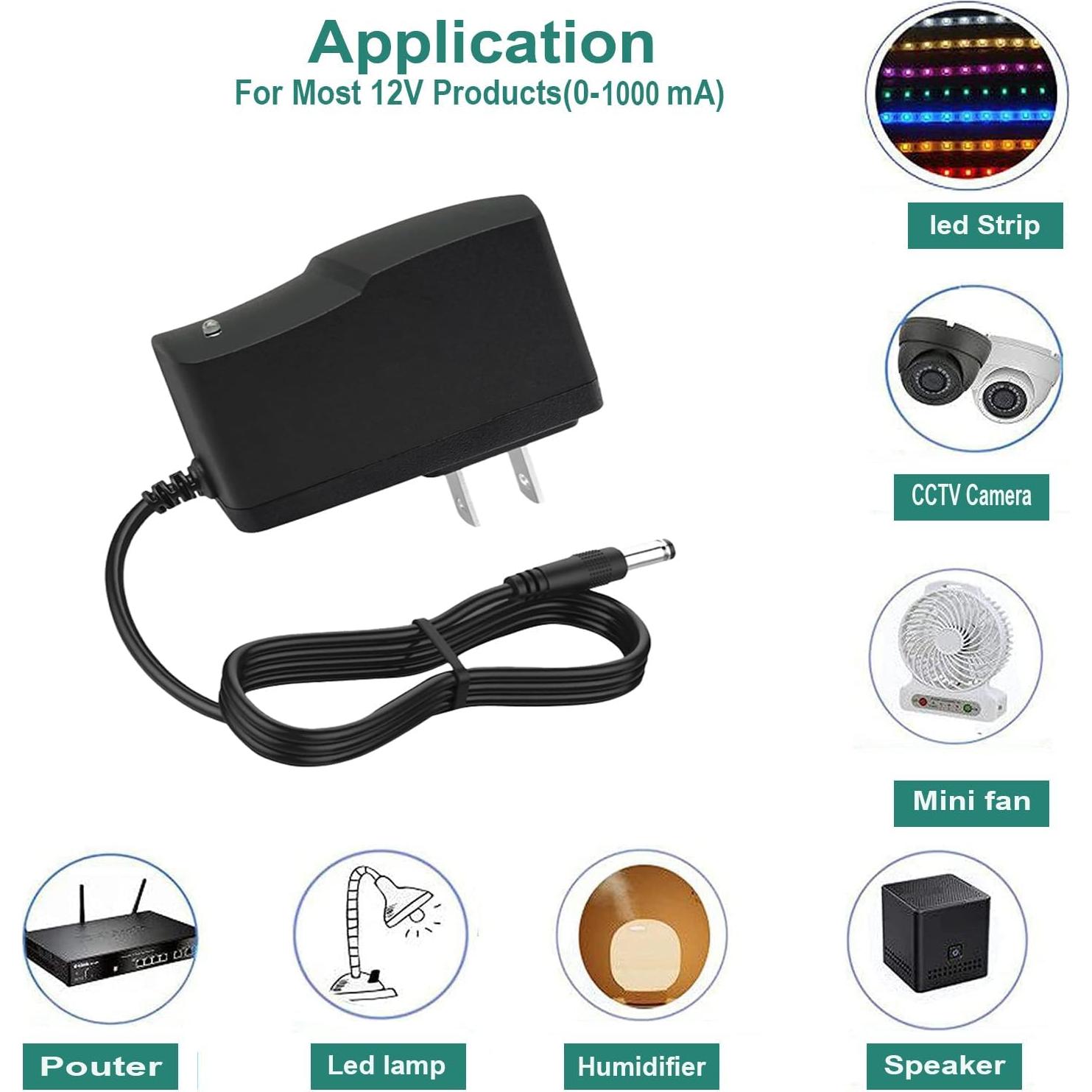 Adaptador de Alimentación 12V 1A YOOFONE AC a DC 100-240V
