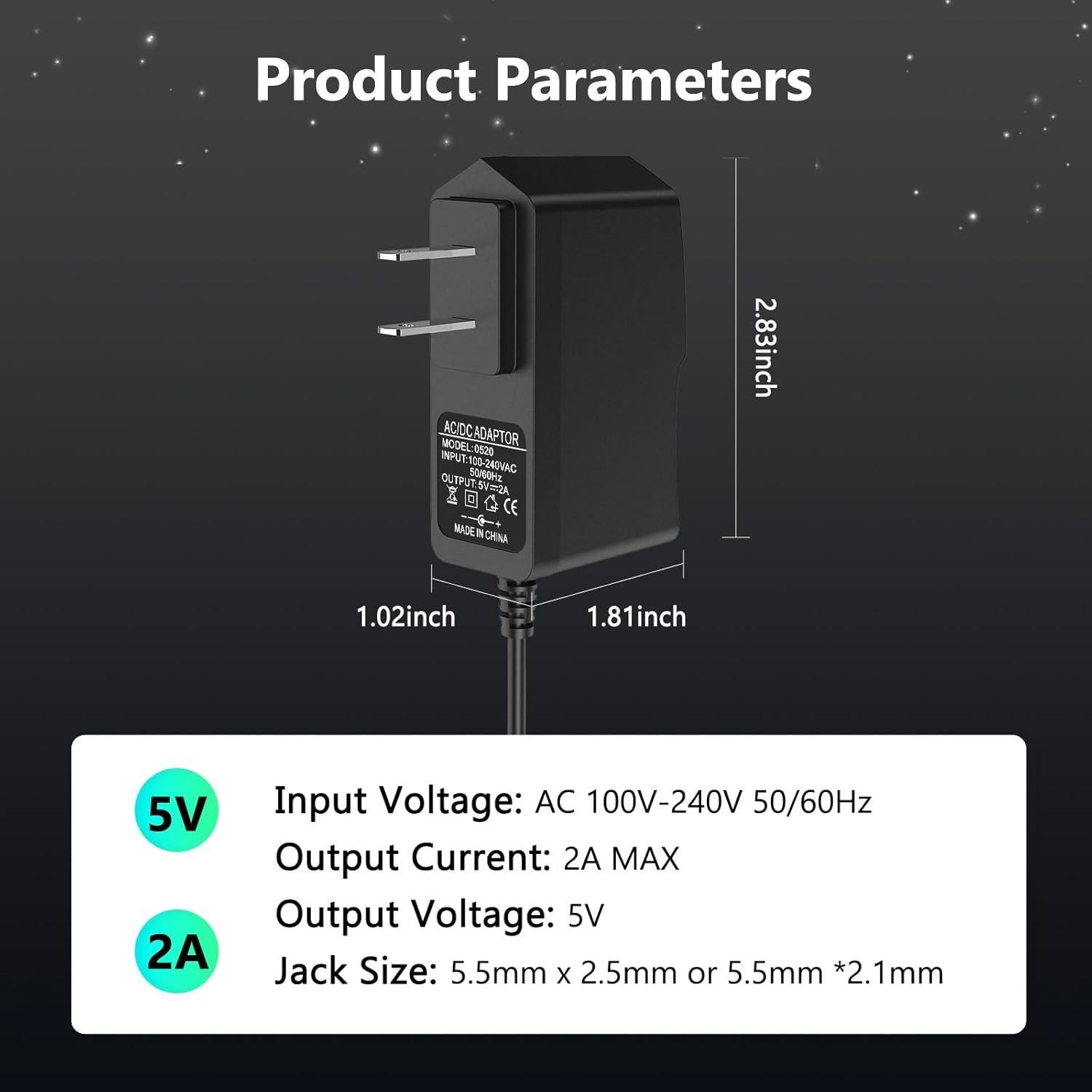 Adaptador de corriente 5V 2A Waysse con 8 puntas DC 10W