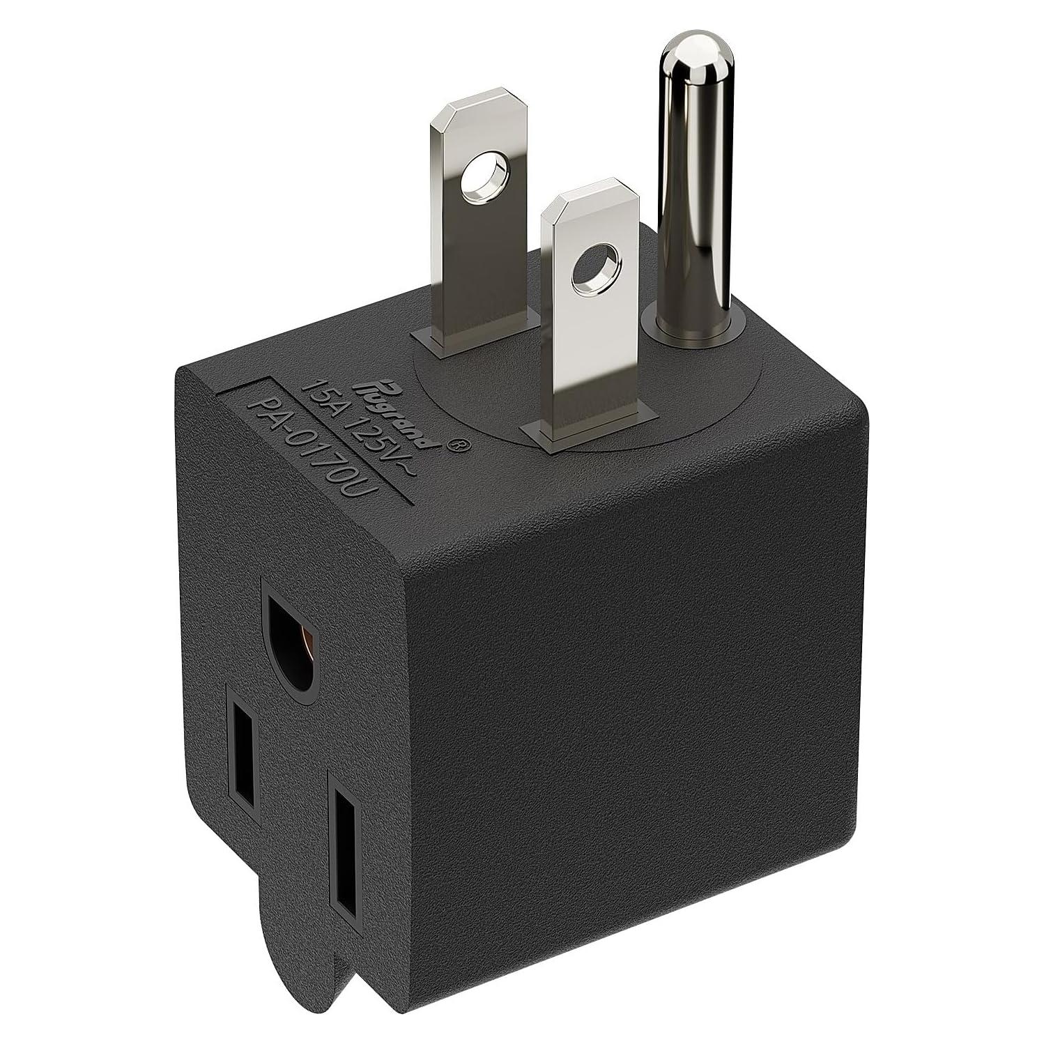 Adaptador de Corriente AC 90 Grados PluGrand PA-0170U Negro
