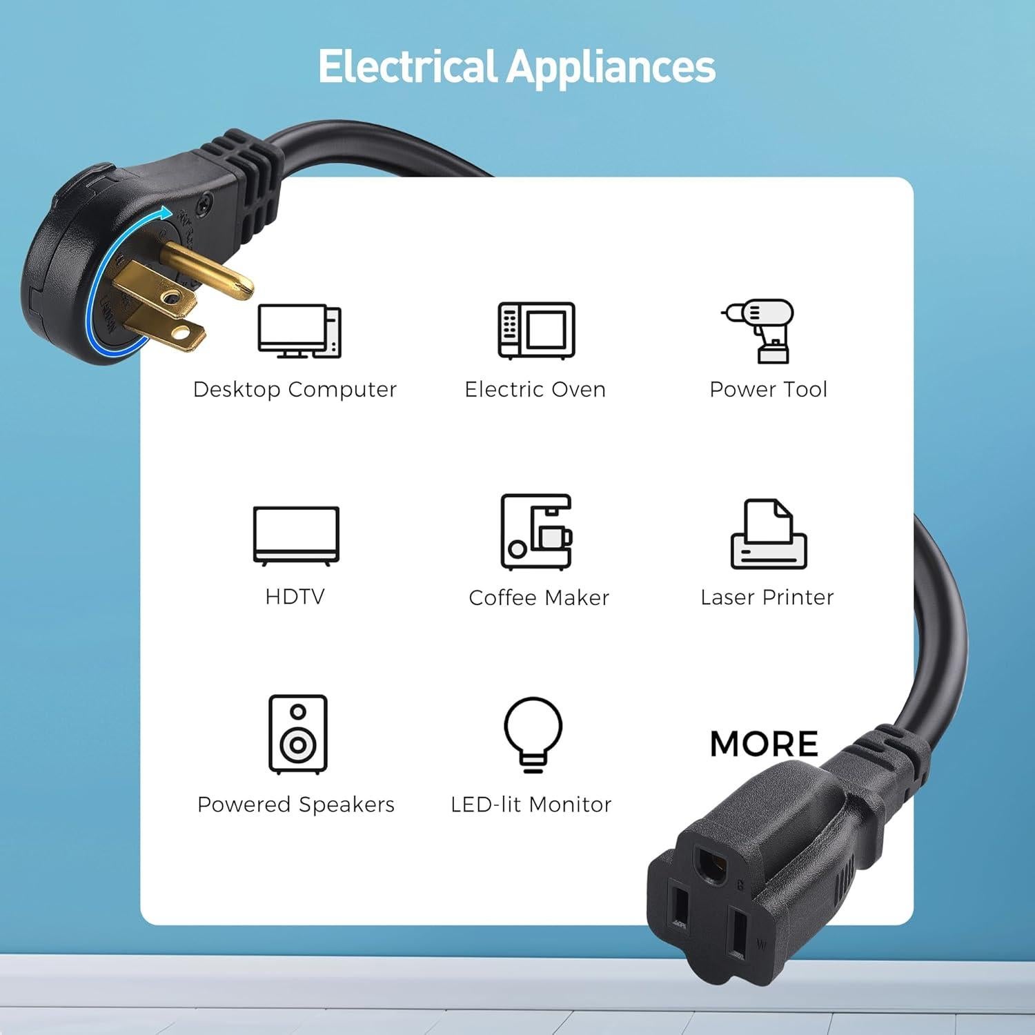 Cable de Extensión Rotatorio 0.3m Cable Matters Negro 16 AWG