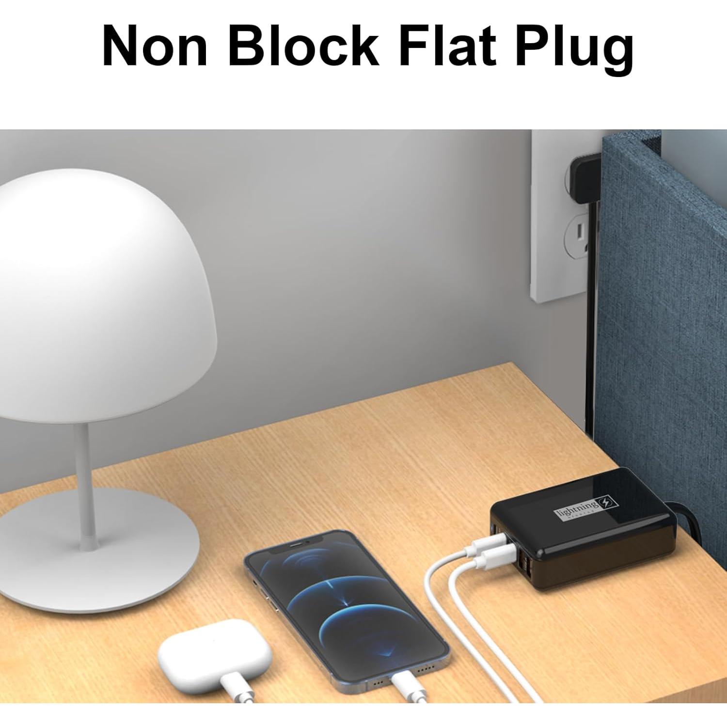 Adaptador de Corriente CA 1.52m Negro Enchufe Plano