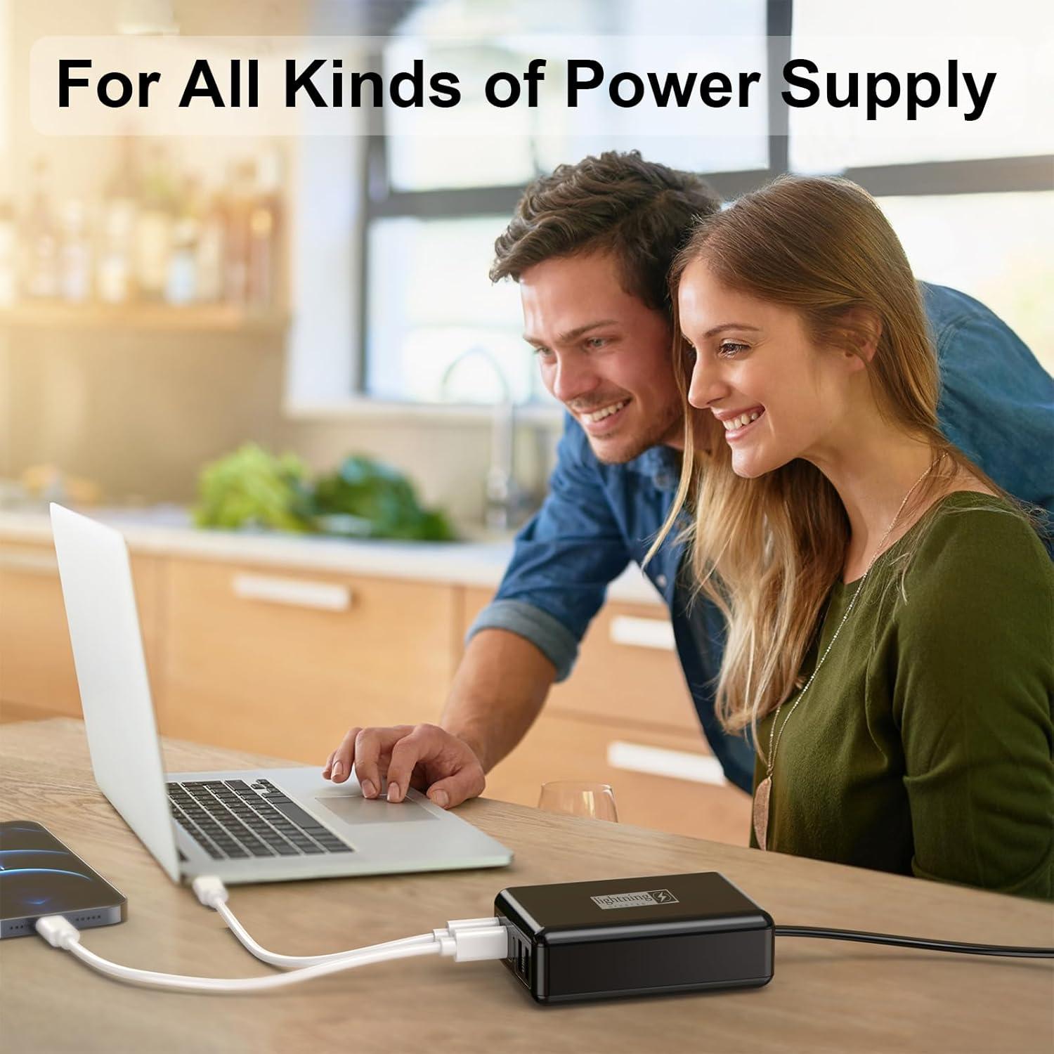 Adaptador de Corriente CA 1.52m Negro Enchufe Plano