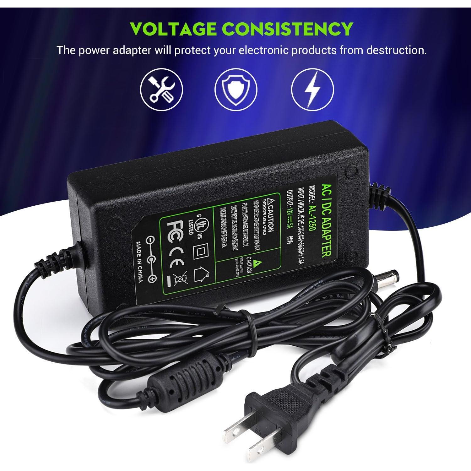 Adaptador de Alimentación 12V 5A TOBWOLF - 1.4m Cable