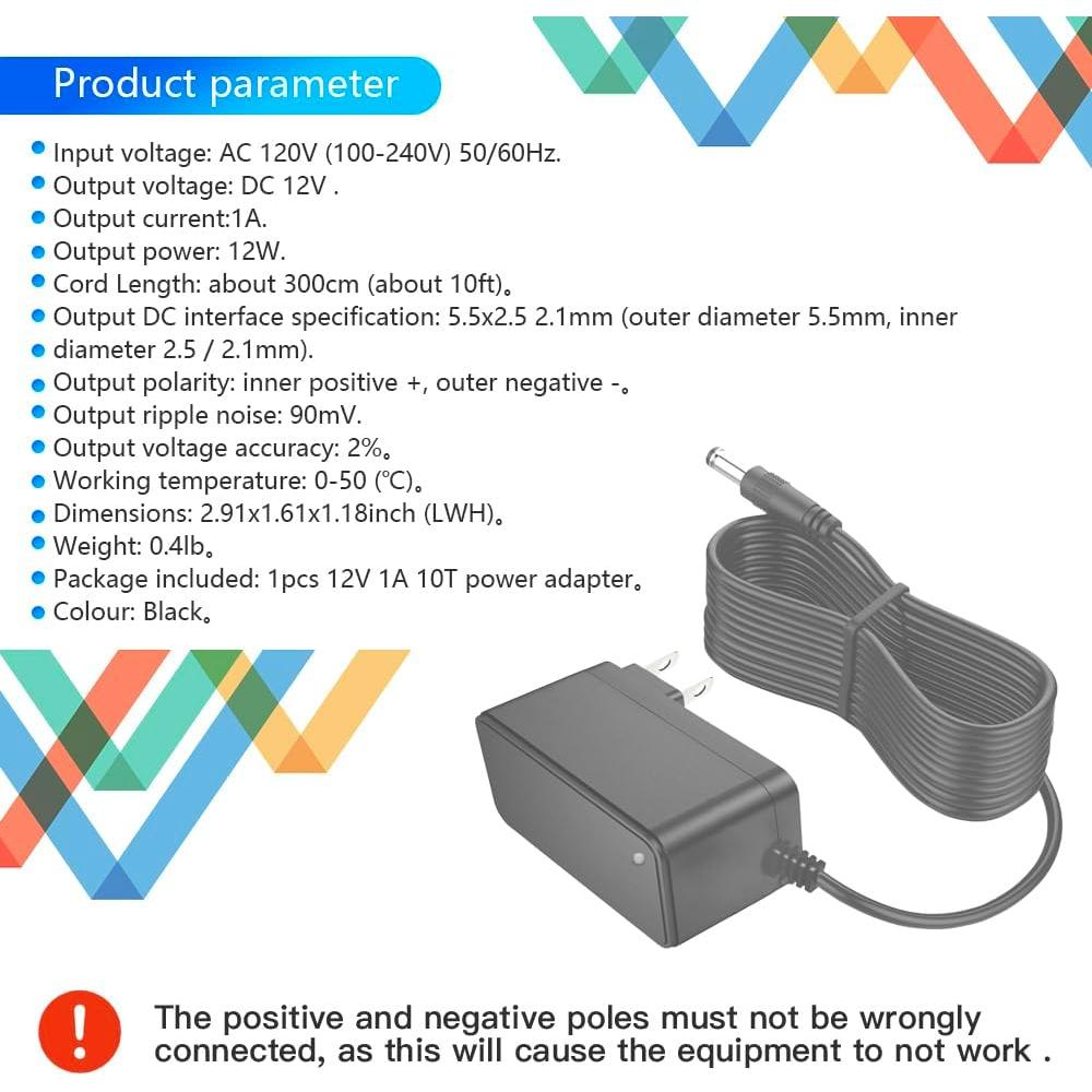 Adaptador de Poder 12V 1A 3M para Luz LED y Dispositivos