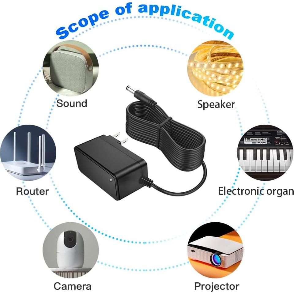 Adaptador de Poder 12V 1A 3M para Luz LED y Dispositivos
