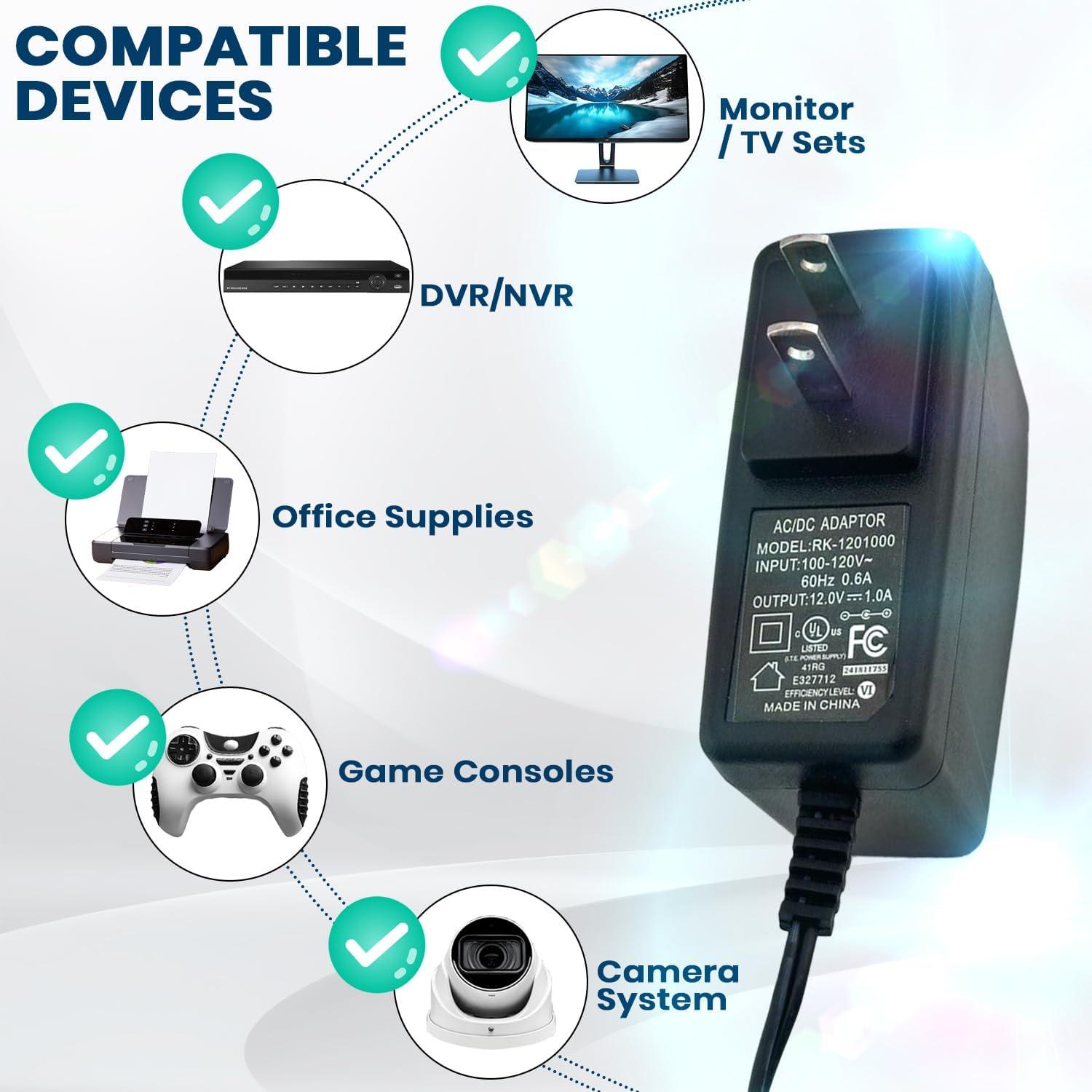 Cargador Adaptador 12V AC/DC 1A ADAPTADOR AC/DC