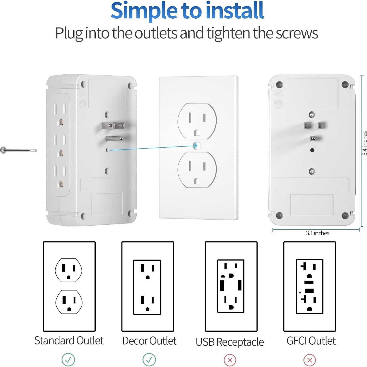 Estante de Carga CFMASTER 8 Enchufes 3 USB 3.4A Protector 125V