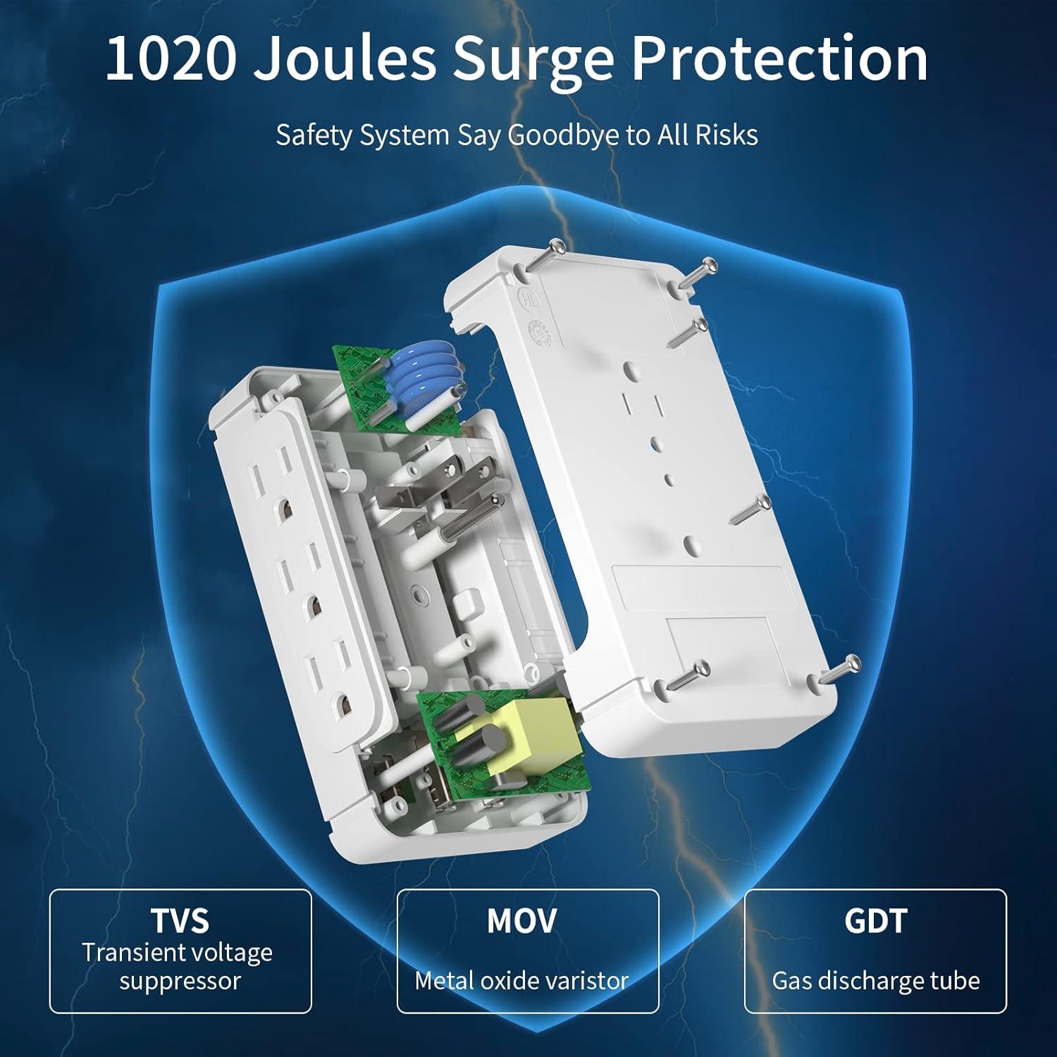 Estante de Carga CFMASTER 8 Enchufes 3 USB 3.4A Protector 125V