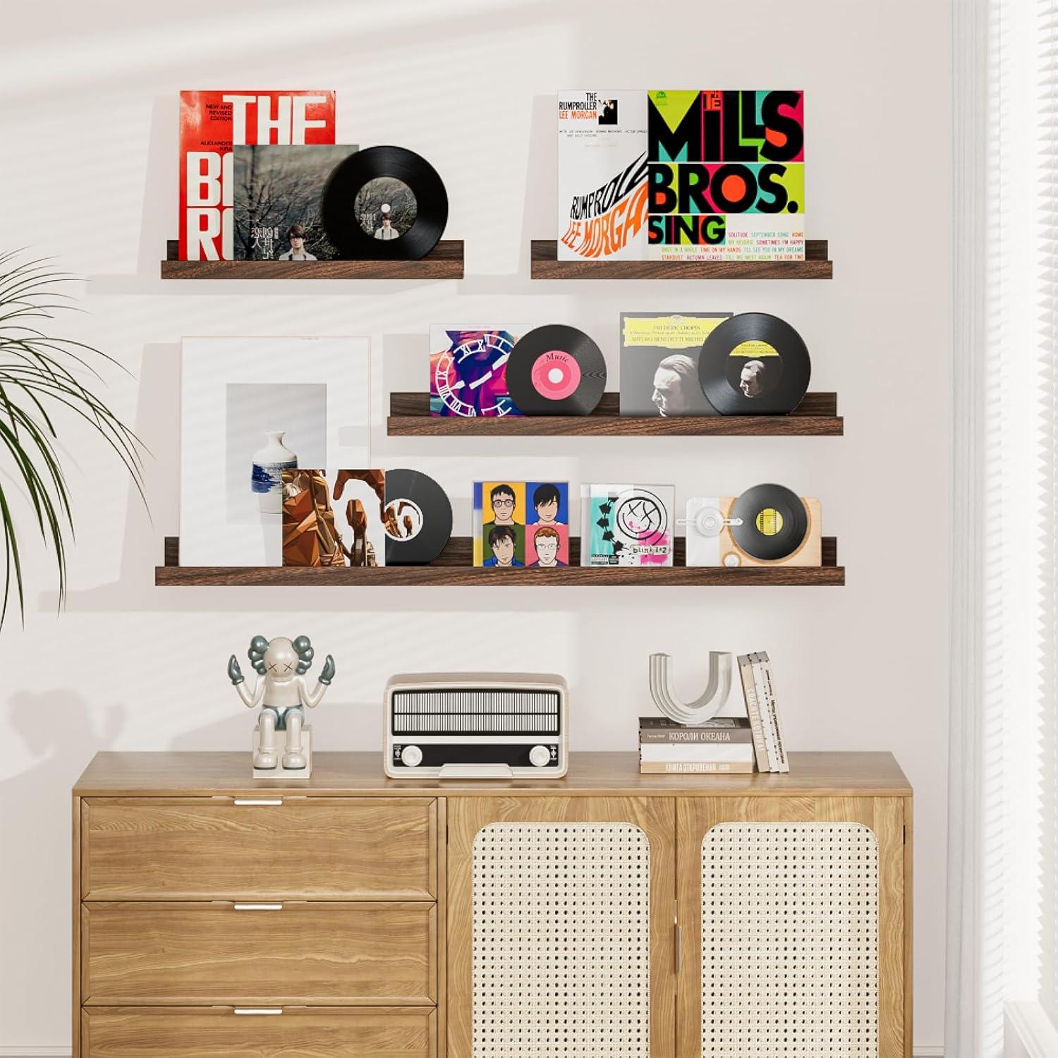 Juego de 6 estantes flotantes Heimlove 61 cm nogal para pared