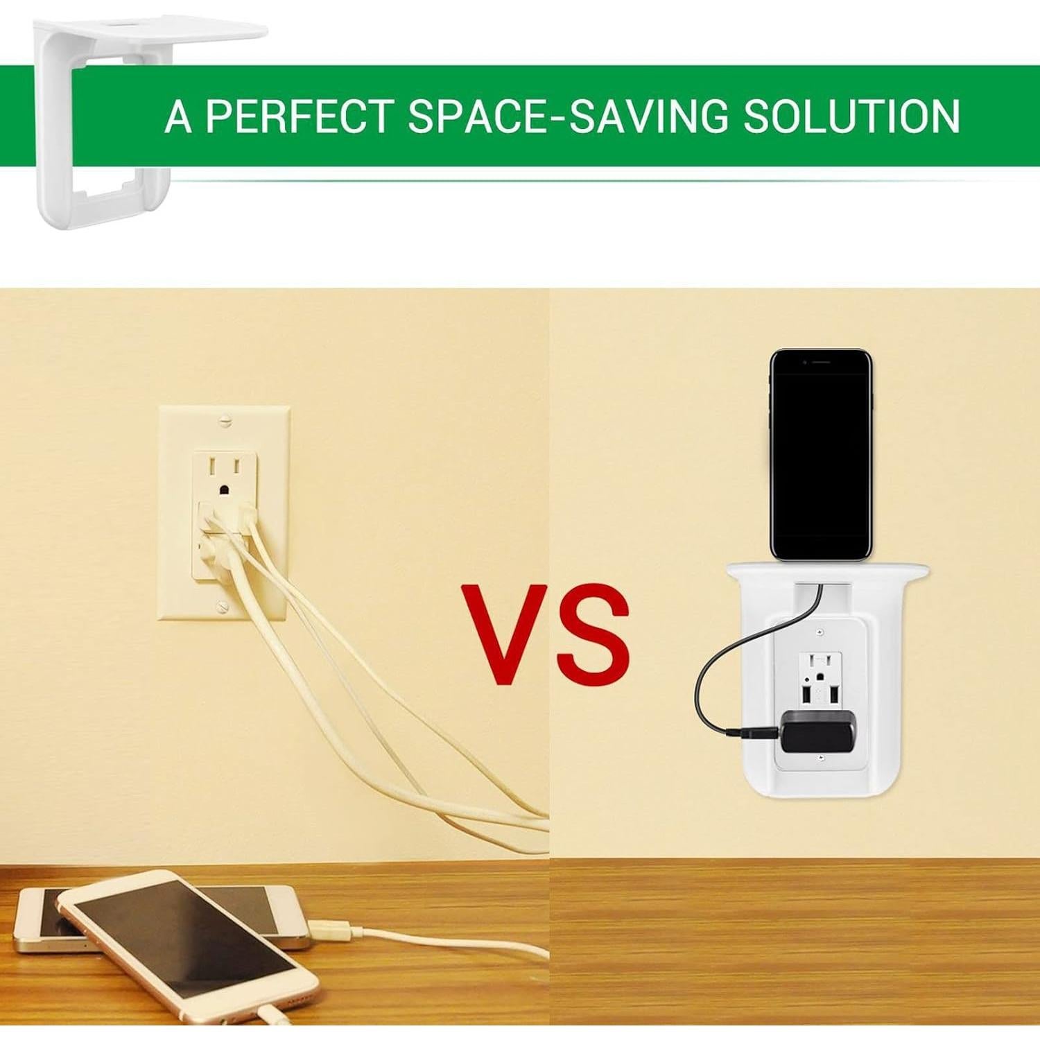 Estante de Enchufe de Pared Haofy - 2 Piezas, ABS, Ahorra Espacio