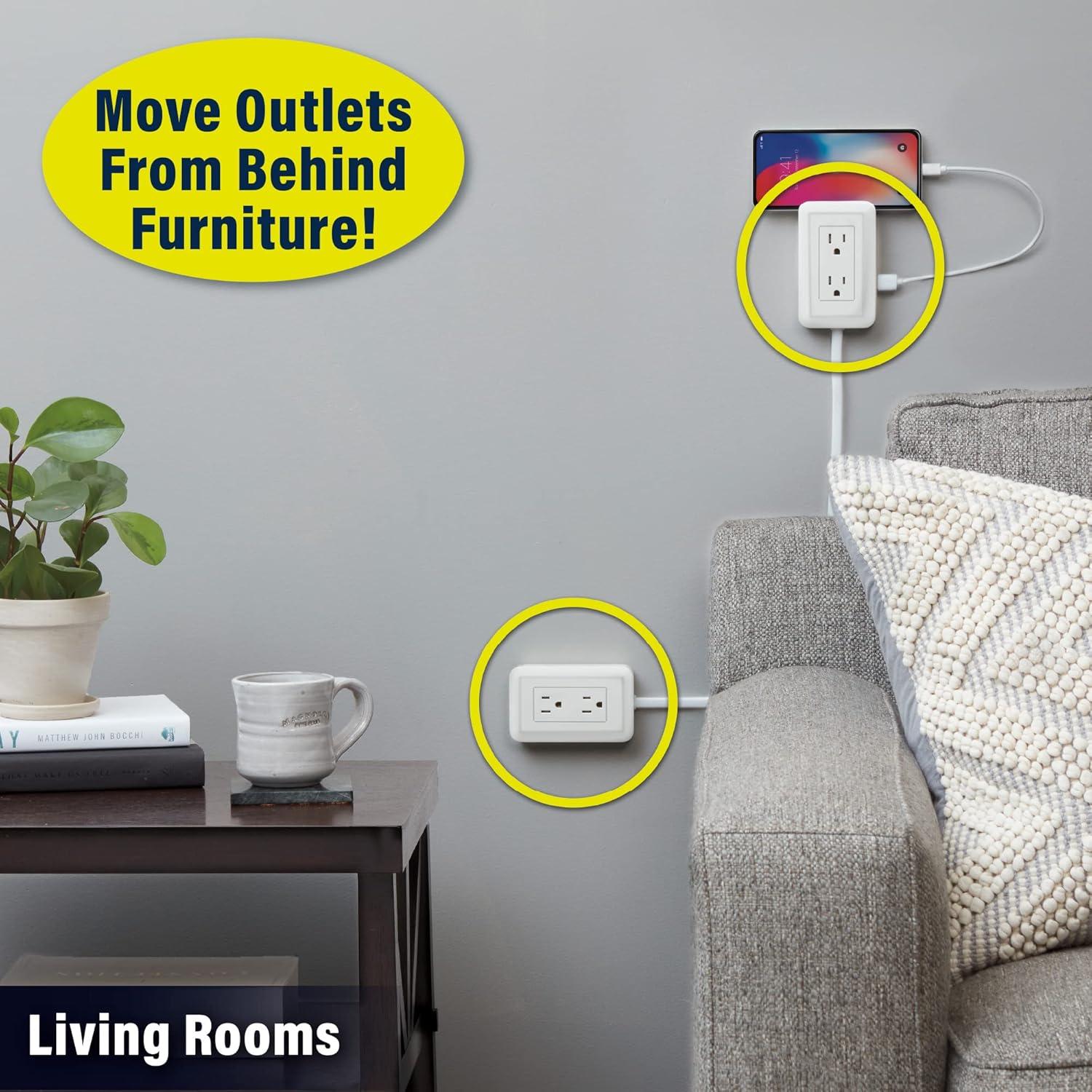 Extensor de Enchufe Ontel Presto 1.22 m con 2 USB y Estante