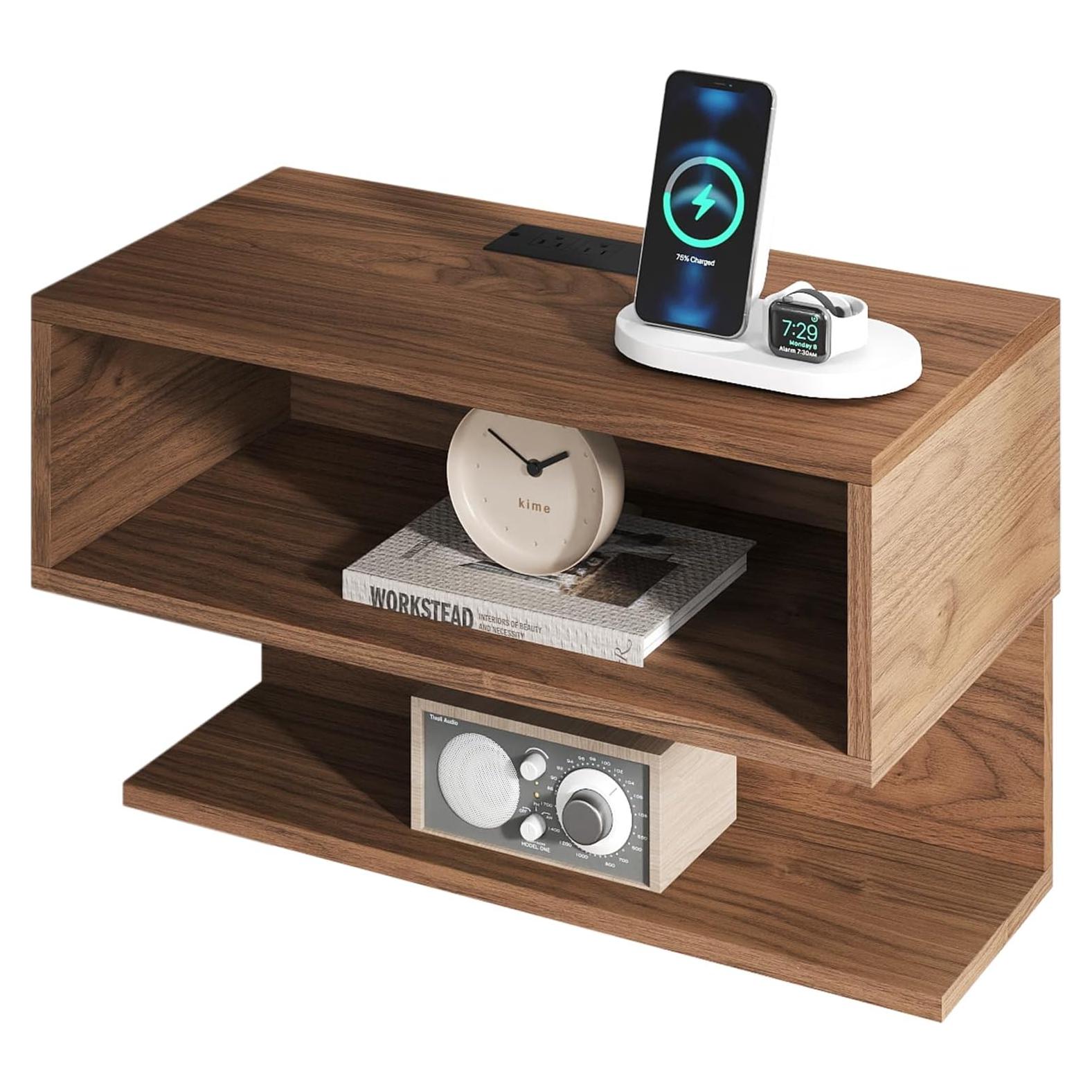 Mesita de Noche Flotante ALIMORDEN con Carga USB y Enchufes