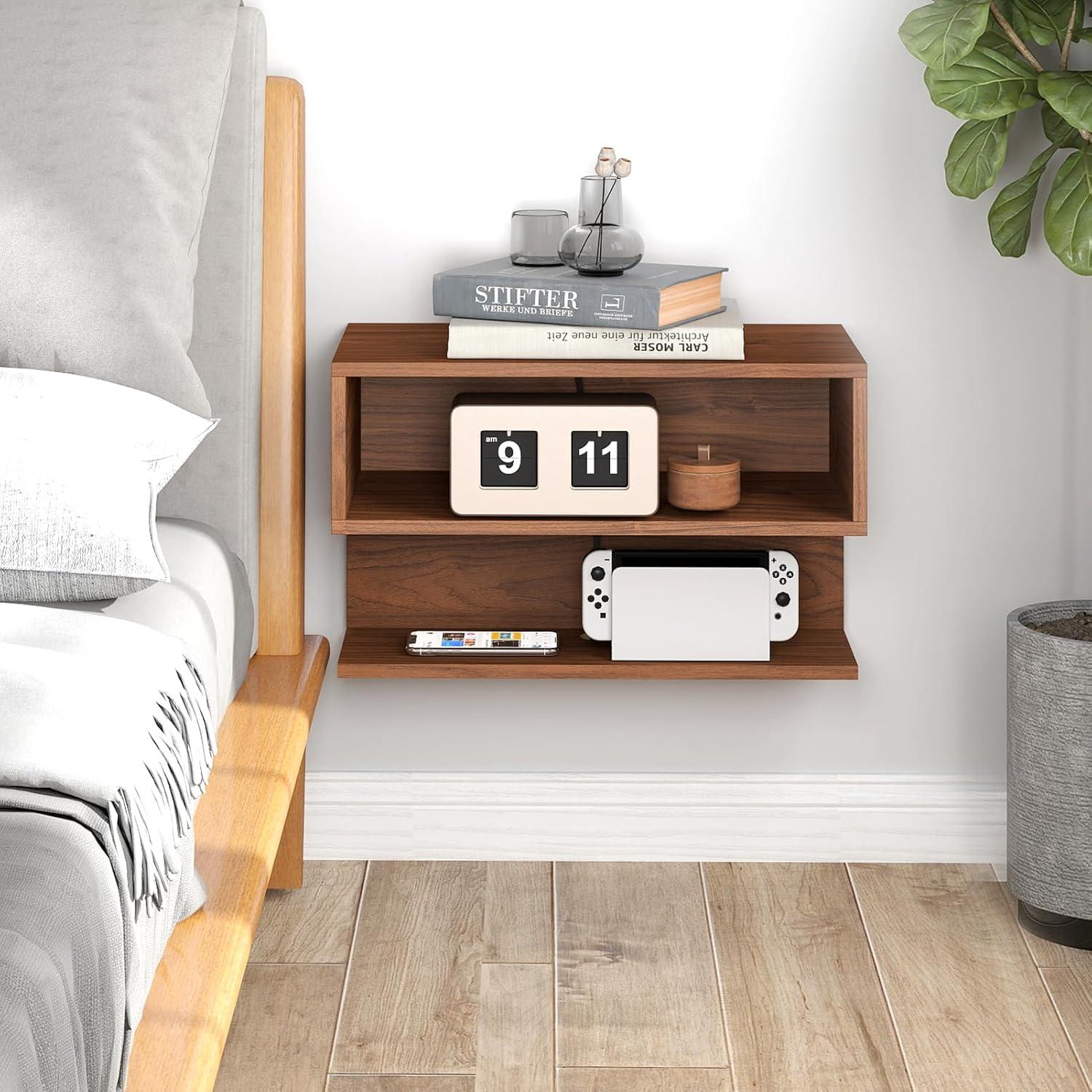 Mesita de Noche Flotante ALIMORDEN con Carga USB y Enchufes