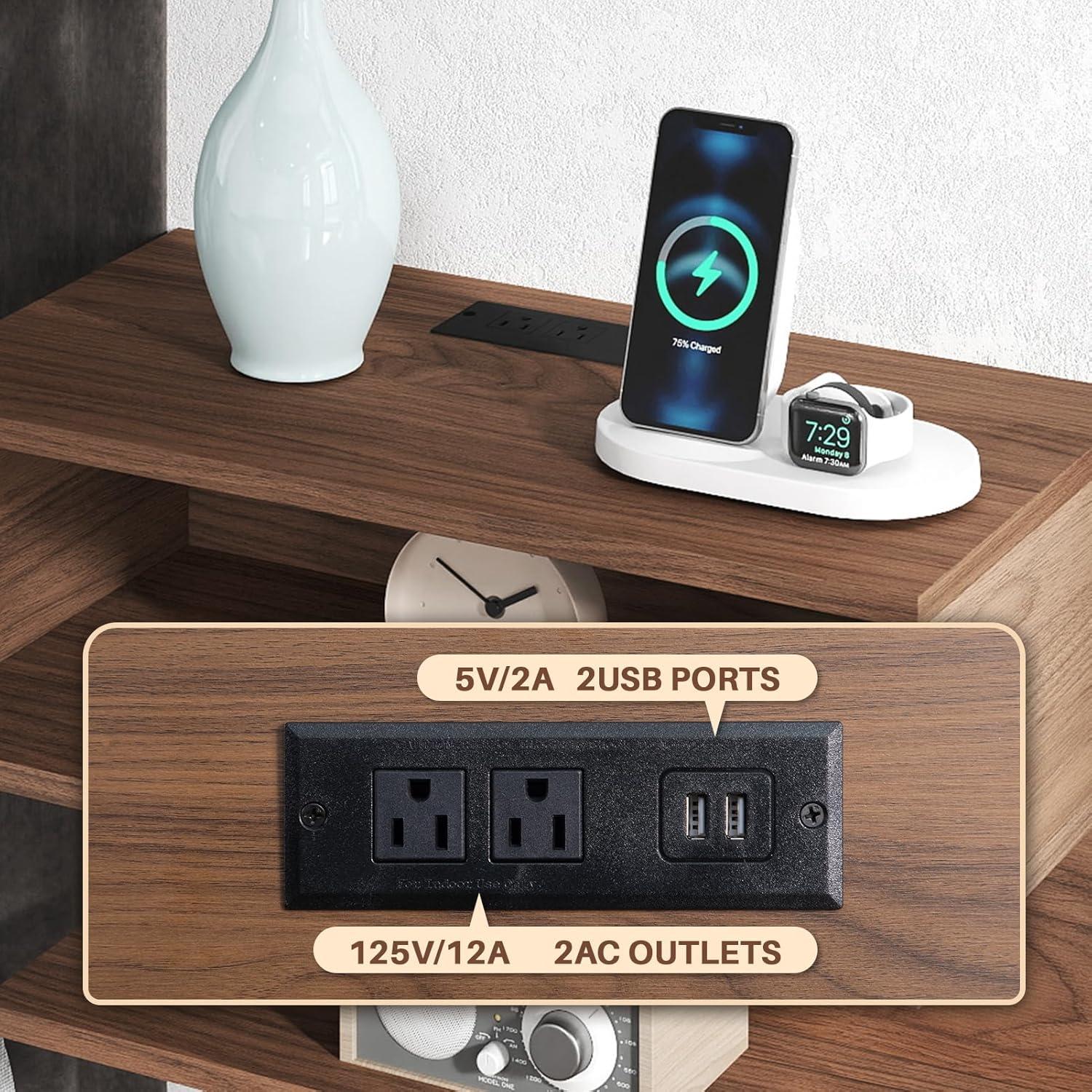 Mesita de Noche Flotante ALIMORDEN con Carga USB y Enchufes