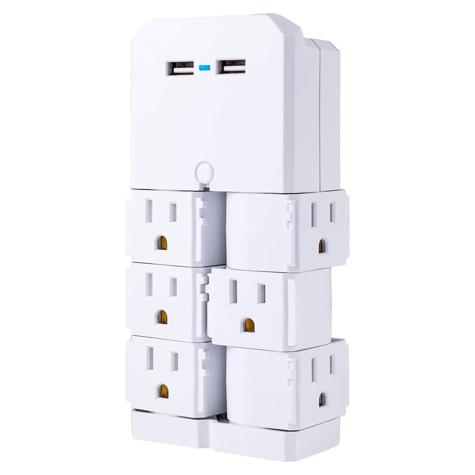 Extensor GE UltraPro 6 Salidas Giratorias + 2 USB Blanco