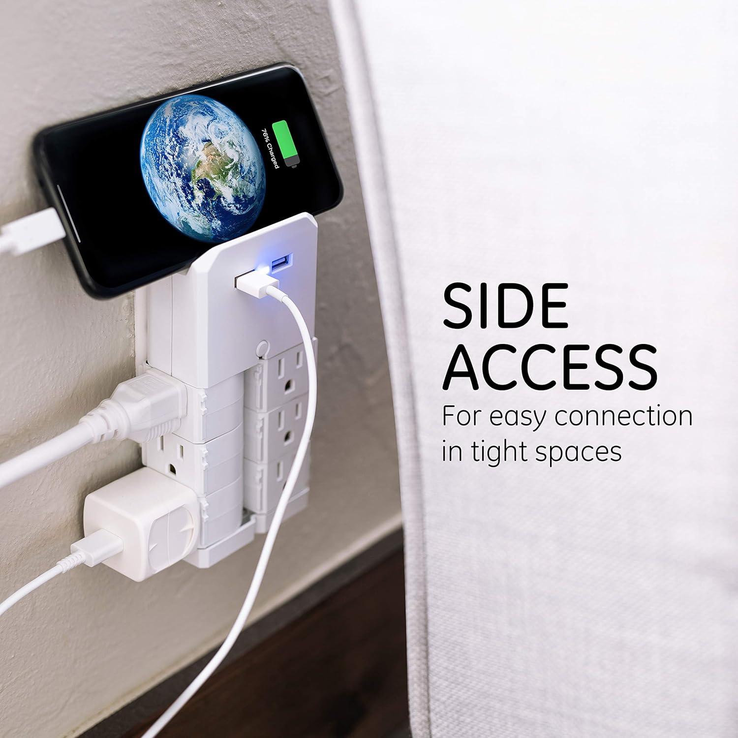 Extensor GE UltraPro 6 Salidas Giratorias + 2 USB Blanco