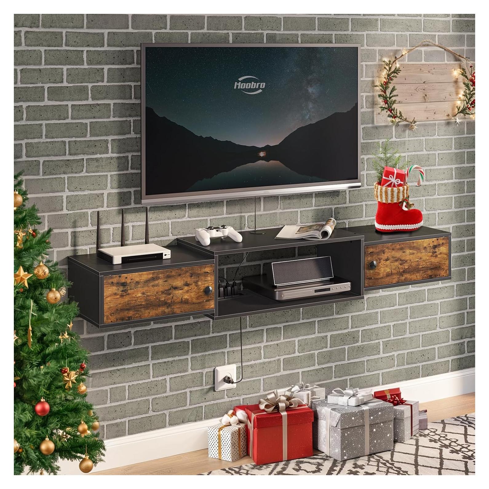 Soporte de TV Flotante HOOBRO 55" con Toma de Corriente