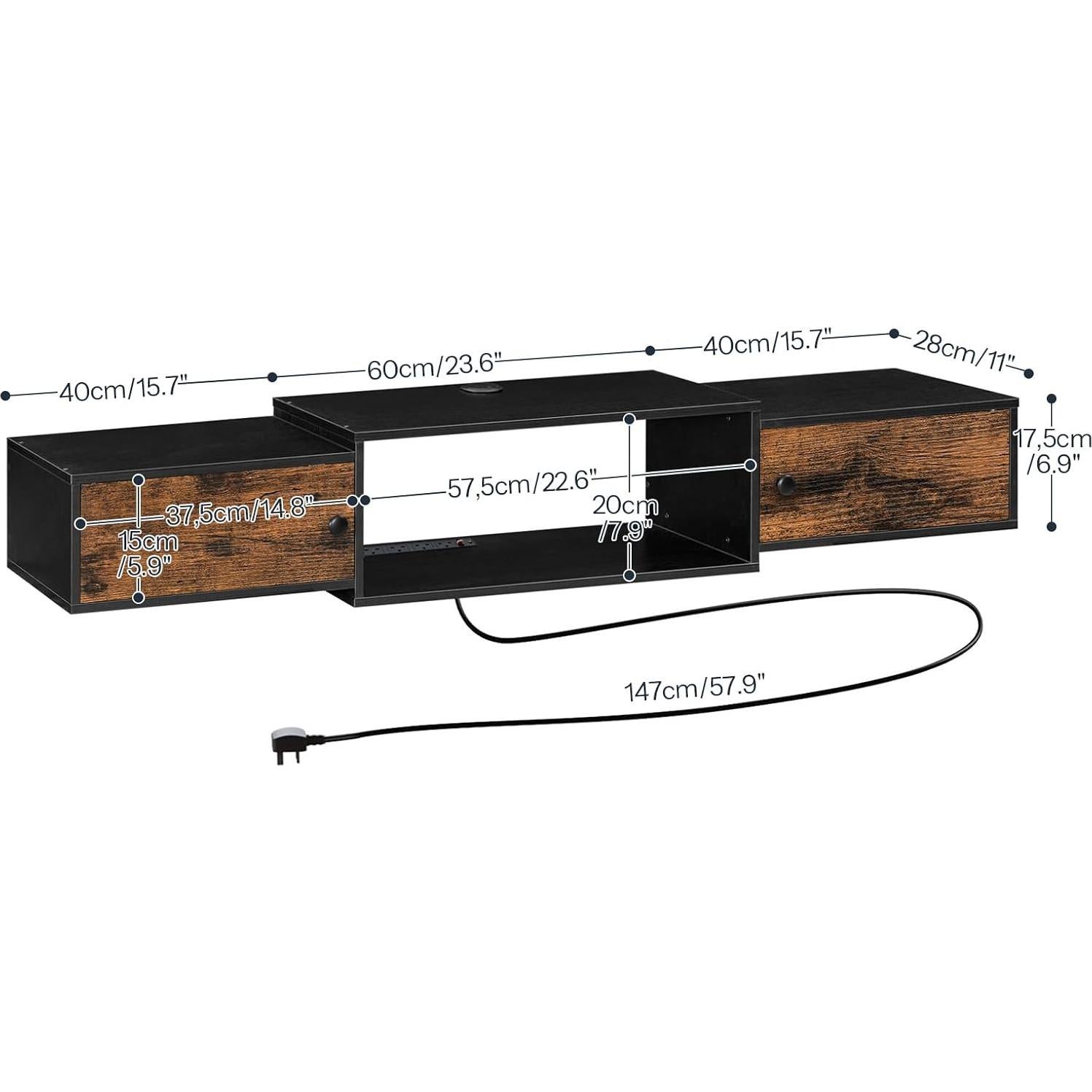 Soporte de TV Flotante HOOBRO 55" con Toma de Corriente