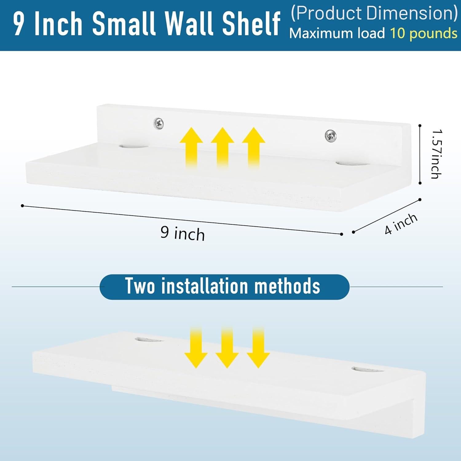 Estante Flotante Pequeño NIUBEST Blanco 22.86x10.16cm - 2 Pcs