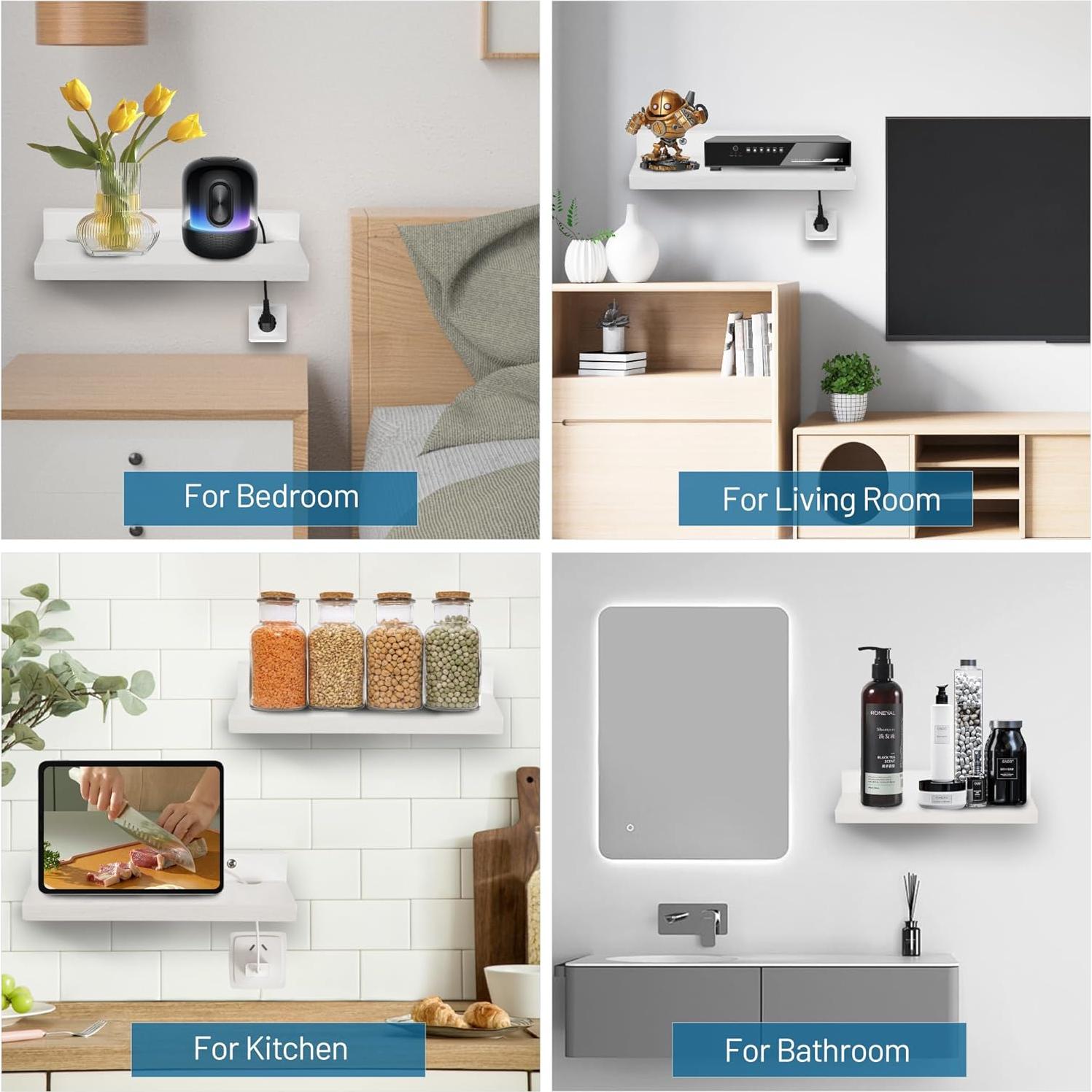 Estante Flotante Pequeño NIUBEST Blanco 22.86x10.16cm - 2 Pcs