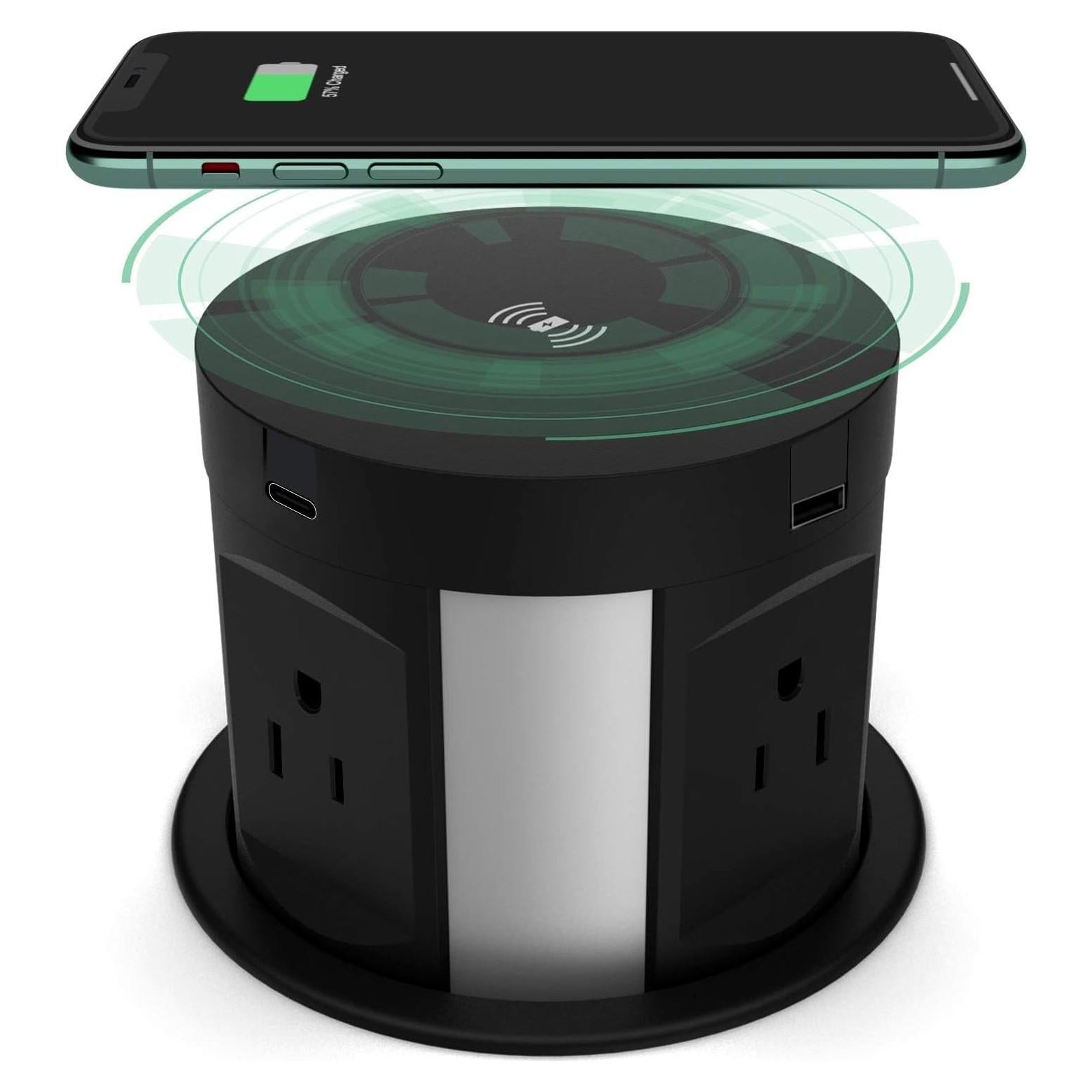 Tira de Energía Recesada Kungfuking 4 AC 2 USB 2 USB-C Negra