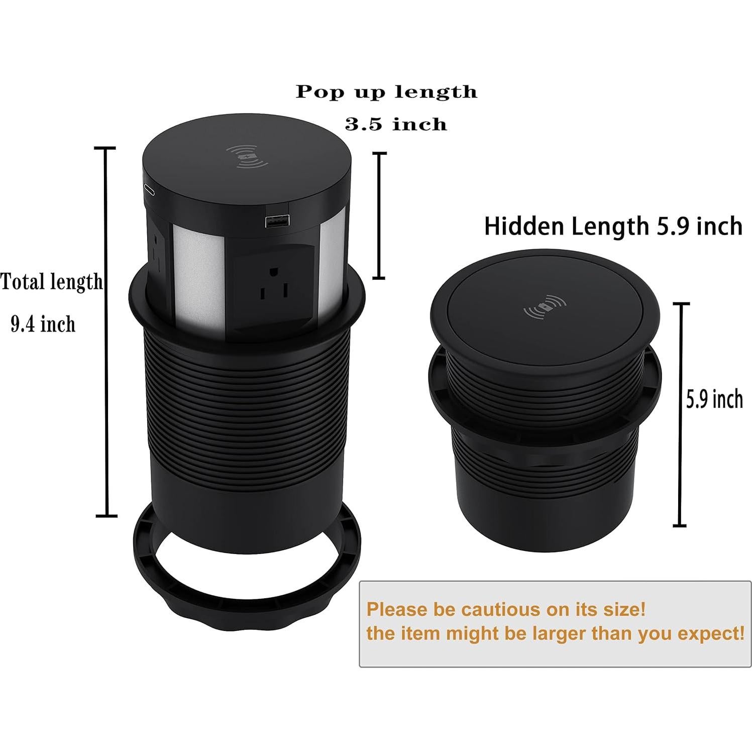 Tira de Energía Recesada Kungfuking 4 AC 2 USB 2 USB-C Negra