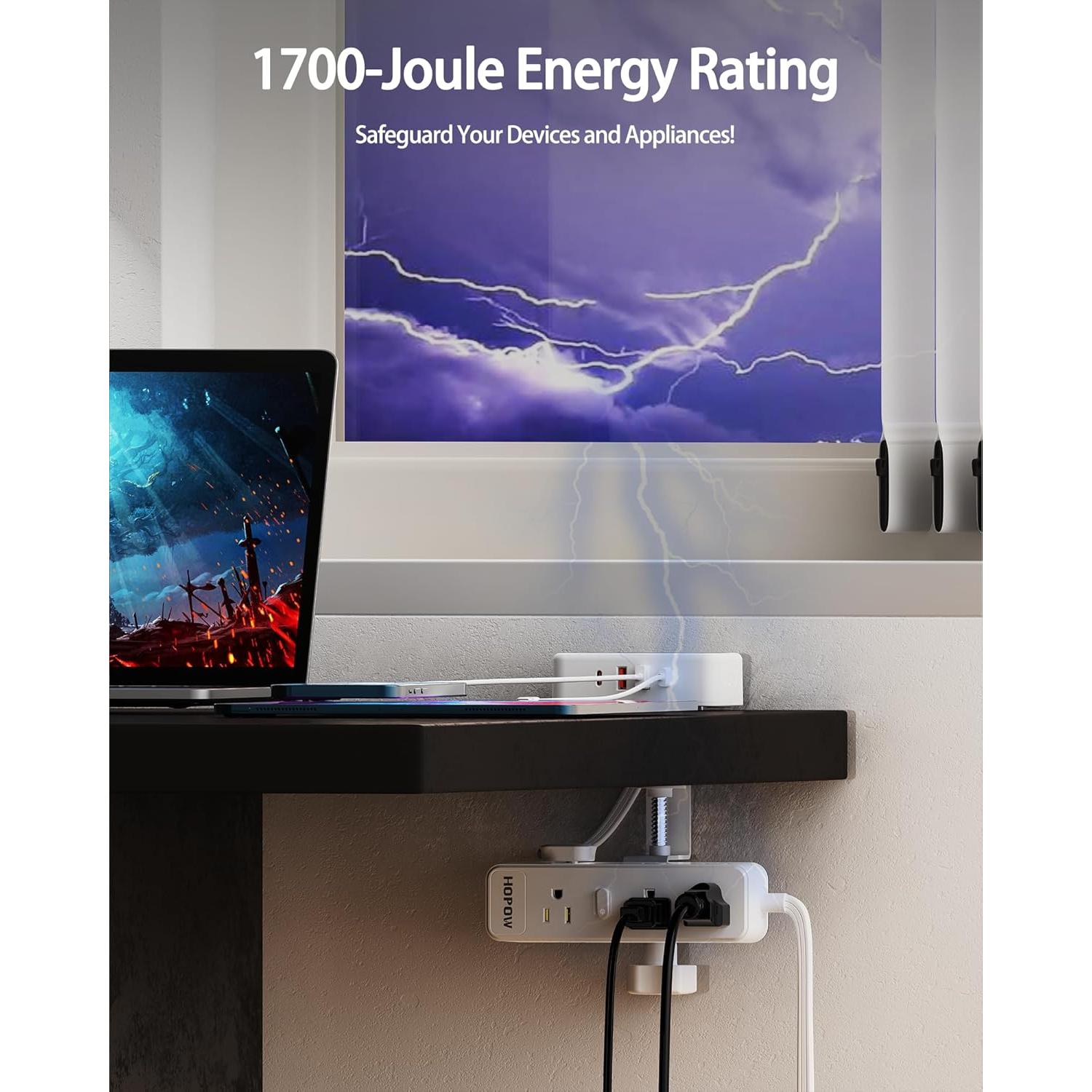 Toma de Corriente de Abrazadera ZHONGSHAN 13 Salidas 4 USB Blanco