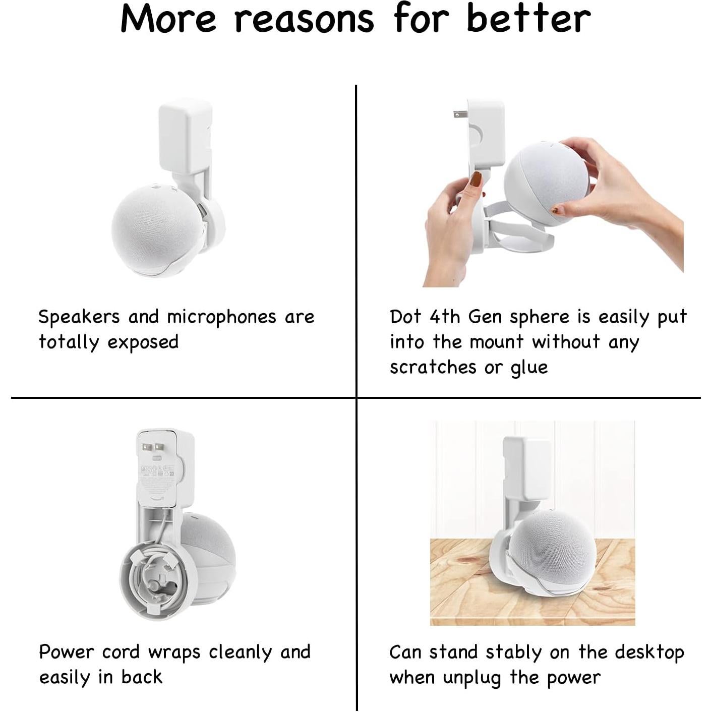 Soporte de Montaje en Pared ZUOLACO para Echo Dot 4ta/5ta Gen