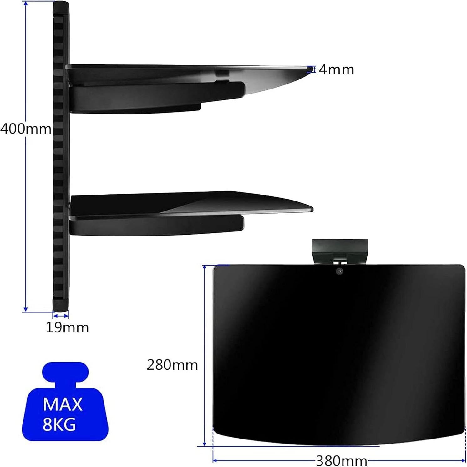 Soporte de Estante Flotante Suptek CS202, 2 Estantes, Negro