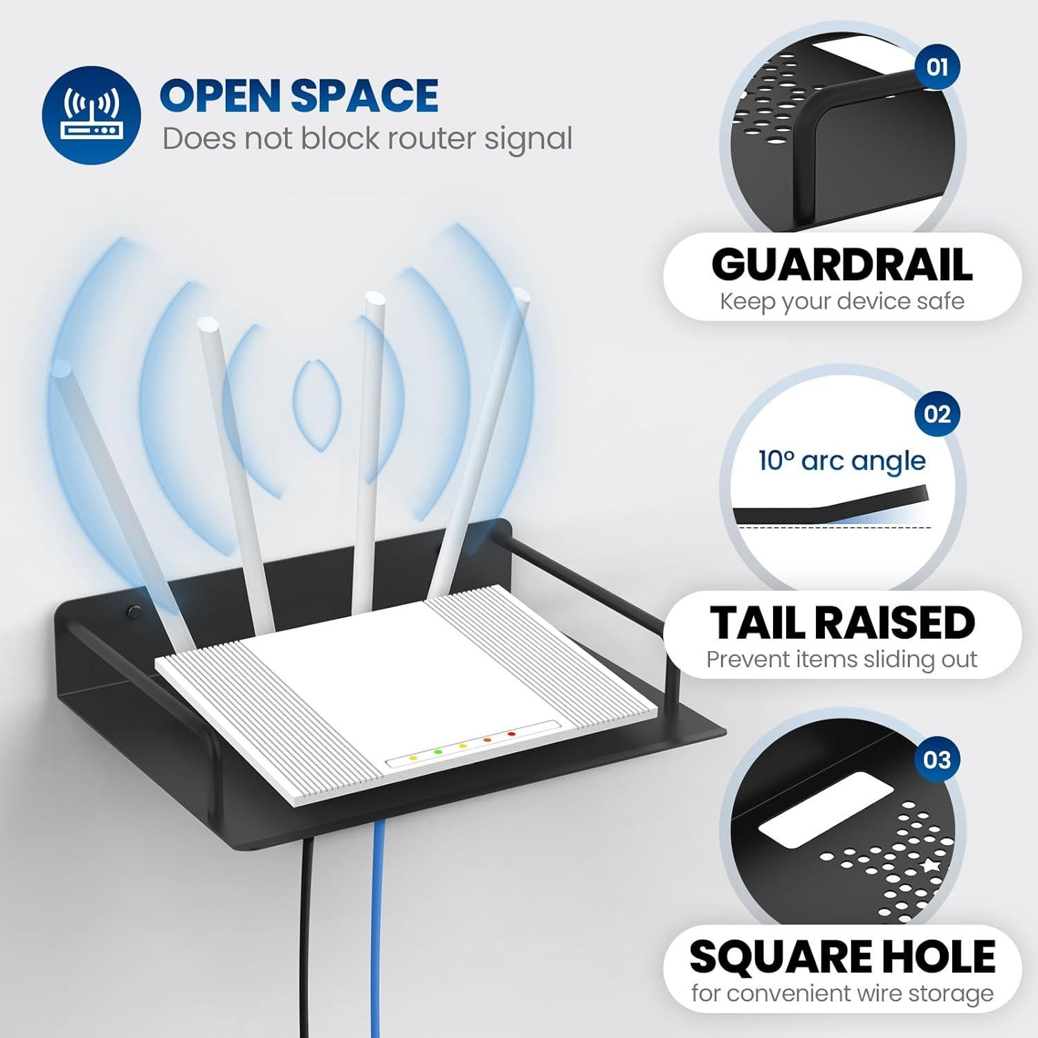 Estante Flotante Laowu 28.6cm para Proyector y Router Wifi