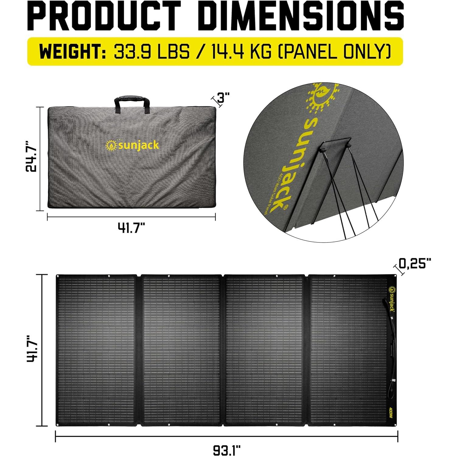 Cargador Solar SunJack 400W Plegable Impermeable 48V