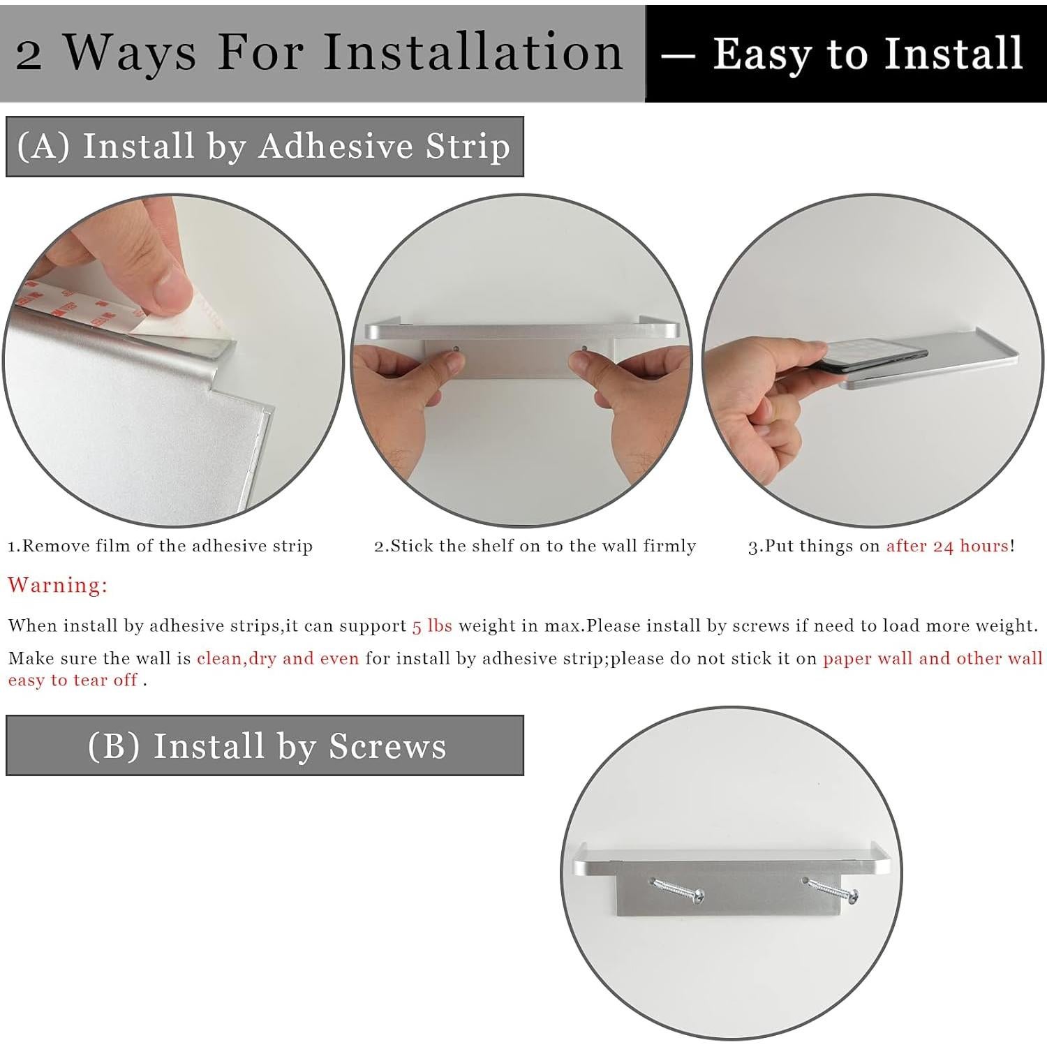 Estante Flotante de Acrílico JDYOOMI 18.5x10.8cm Gris